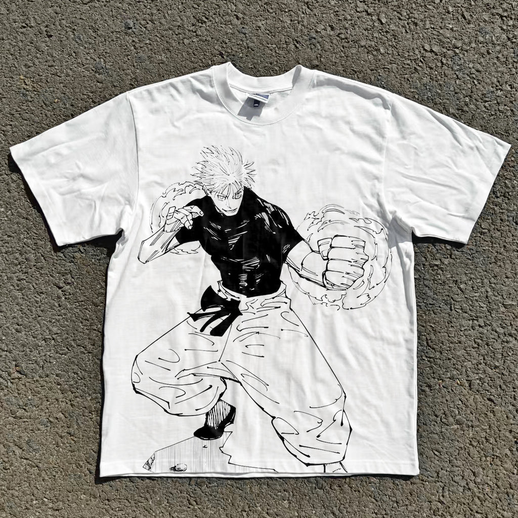 Sorcerer Gojo Oversized 300gsm Heavyweight Cotton White T-Shirt