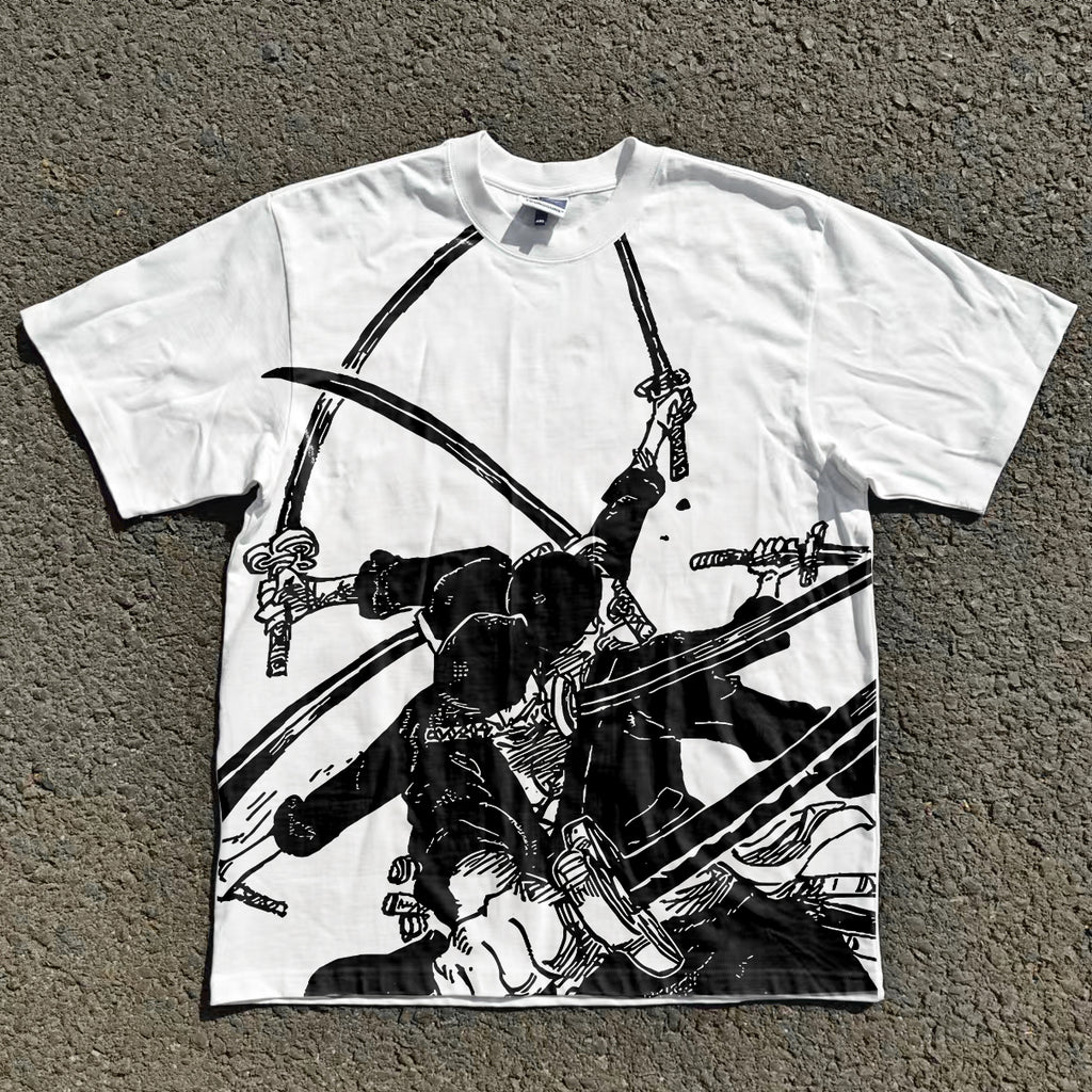 Nine Sword Style Oversized 300gsm Heavyweight Cotton White T-Shirt
