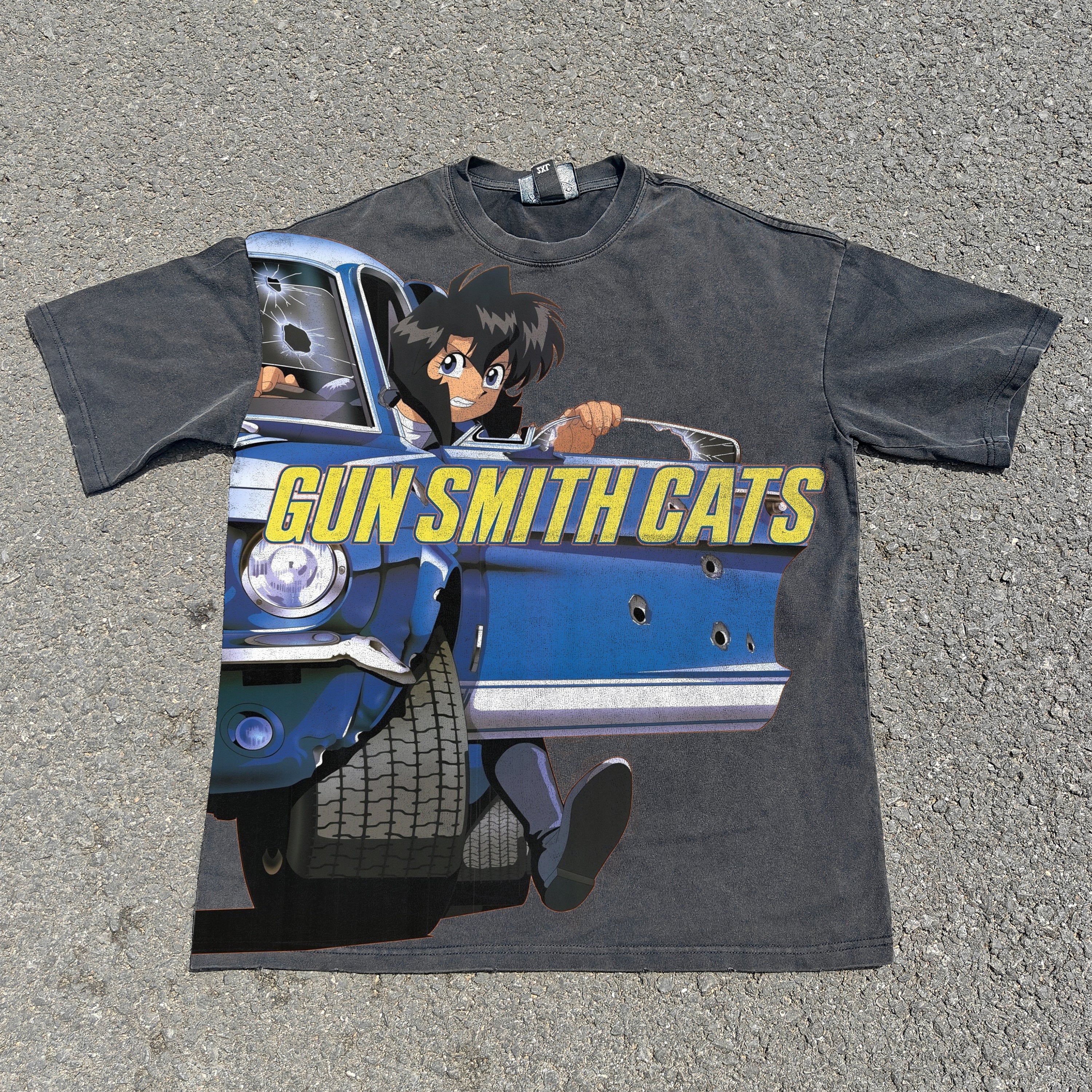 Gun Smith Cats Oversized 330gsm Heavyweight Cotton Black T-Shirt