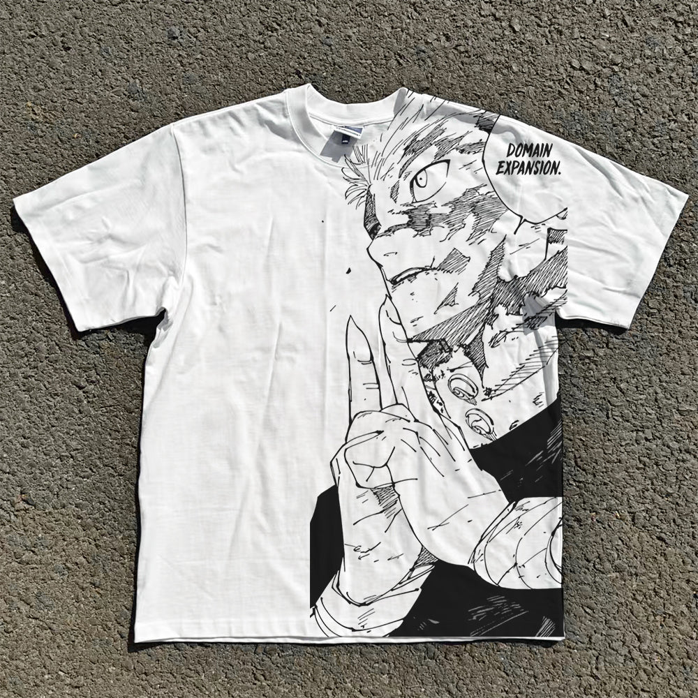 Domain Expansion Oversized 300gsm Heavyweight Cotton White T-Shirt