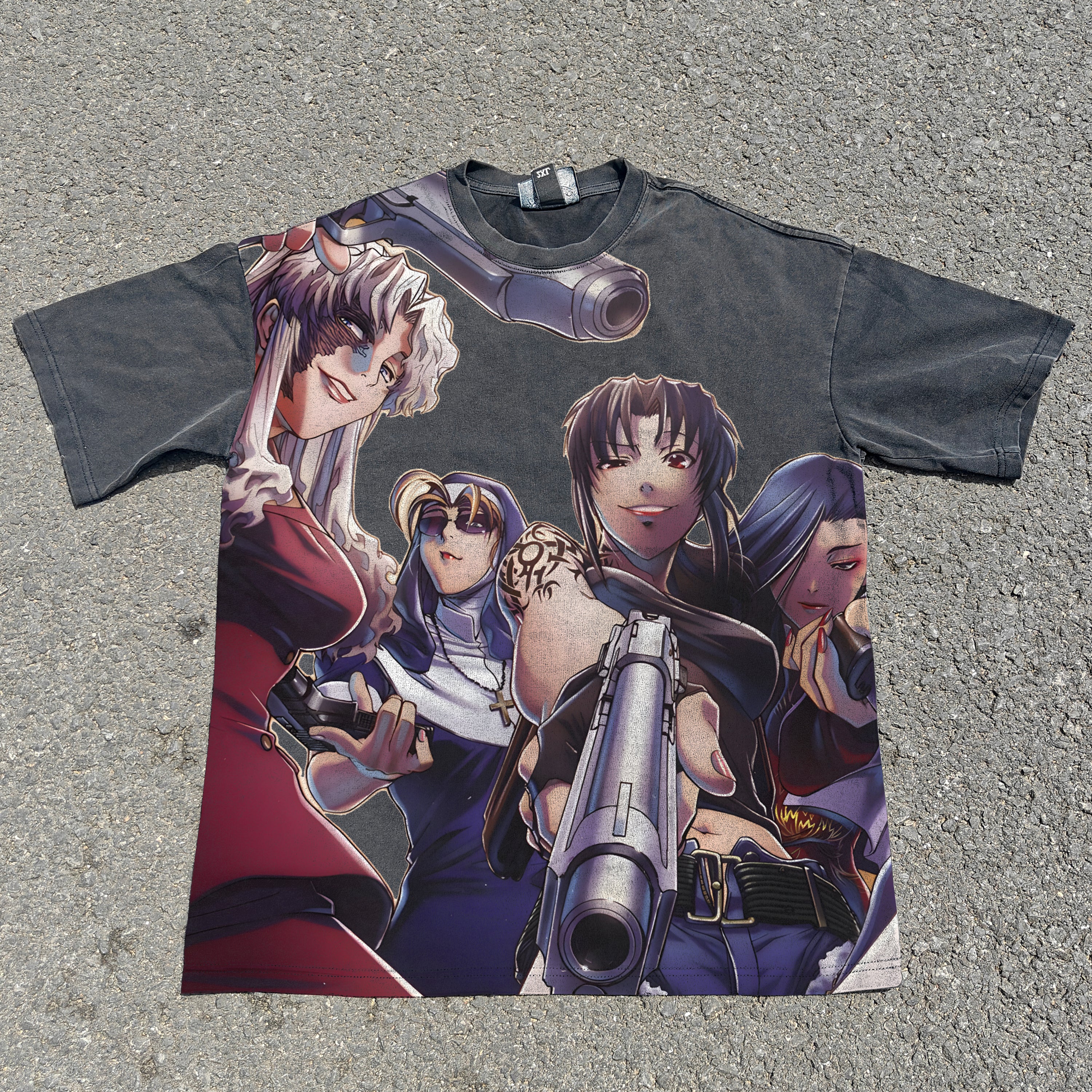Lagoon Females Oversized 330gsm Heavyweight Cotton Black T-Shirt