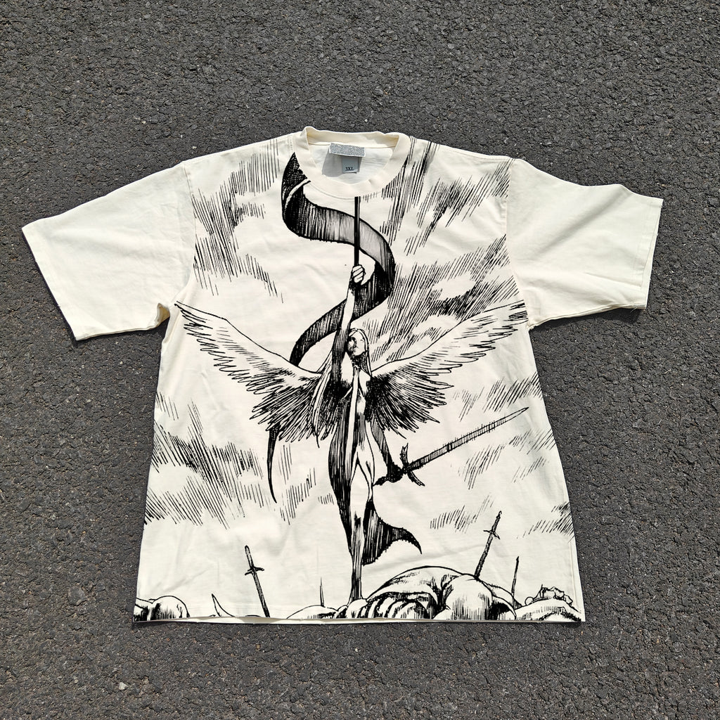 Witch's Lament Oversized 330gsm Heavyweight Cotton Baige T-Shirt