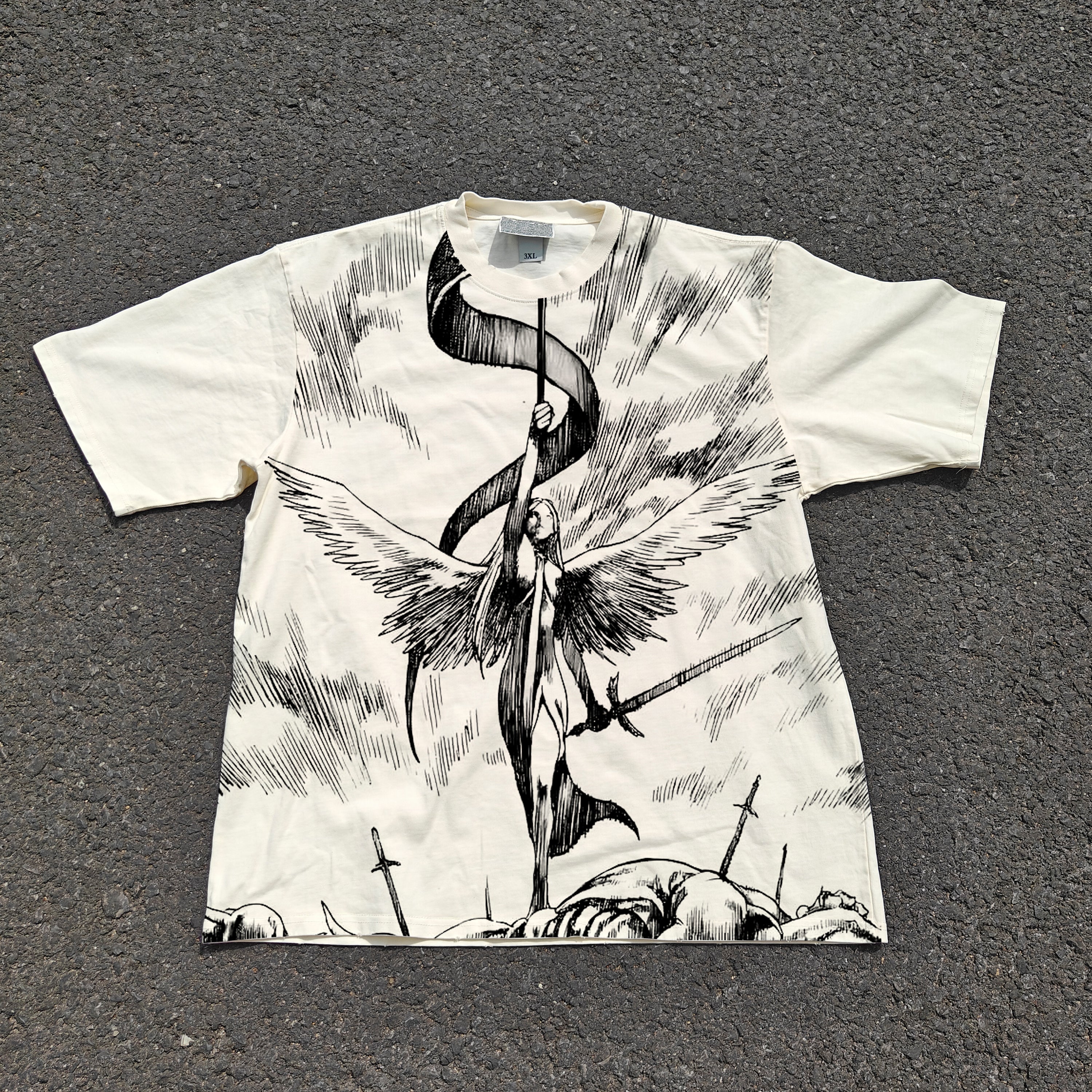 Witch's Lament Oversized 330gsm Heavyweight Cotton Baige T-Shirt