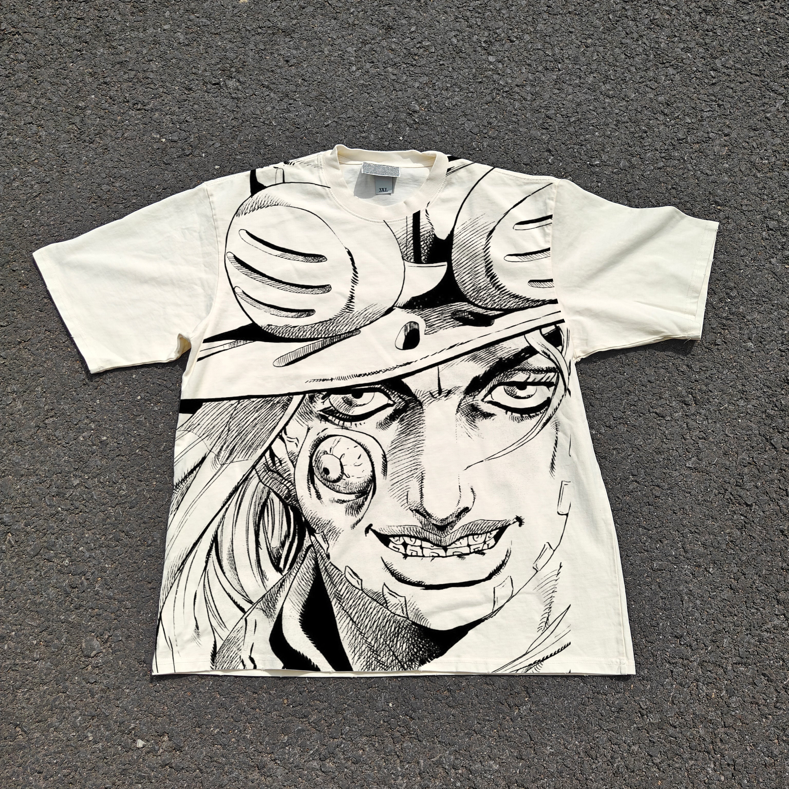 Zeppeli Manga Style Oversized 330gsm Heavyweight Cotton Baige T-Shirt