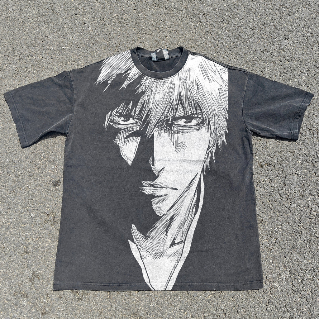 Ichigo Close Up Oversized 330gsm Heavyweight Cotton Black T-Shirt