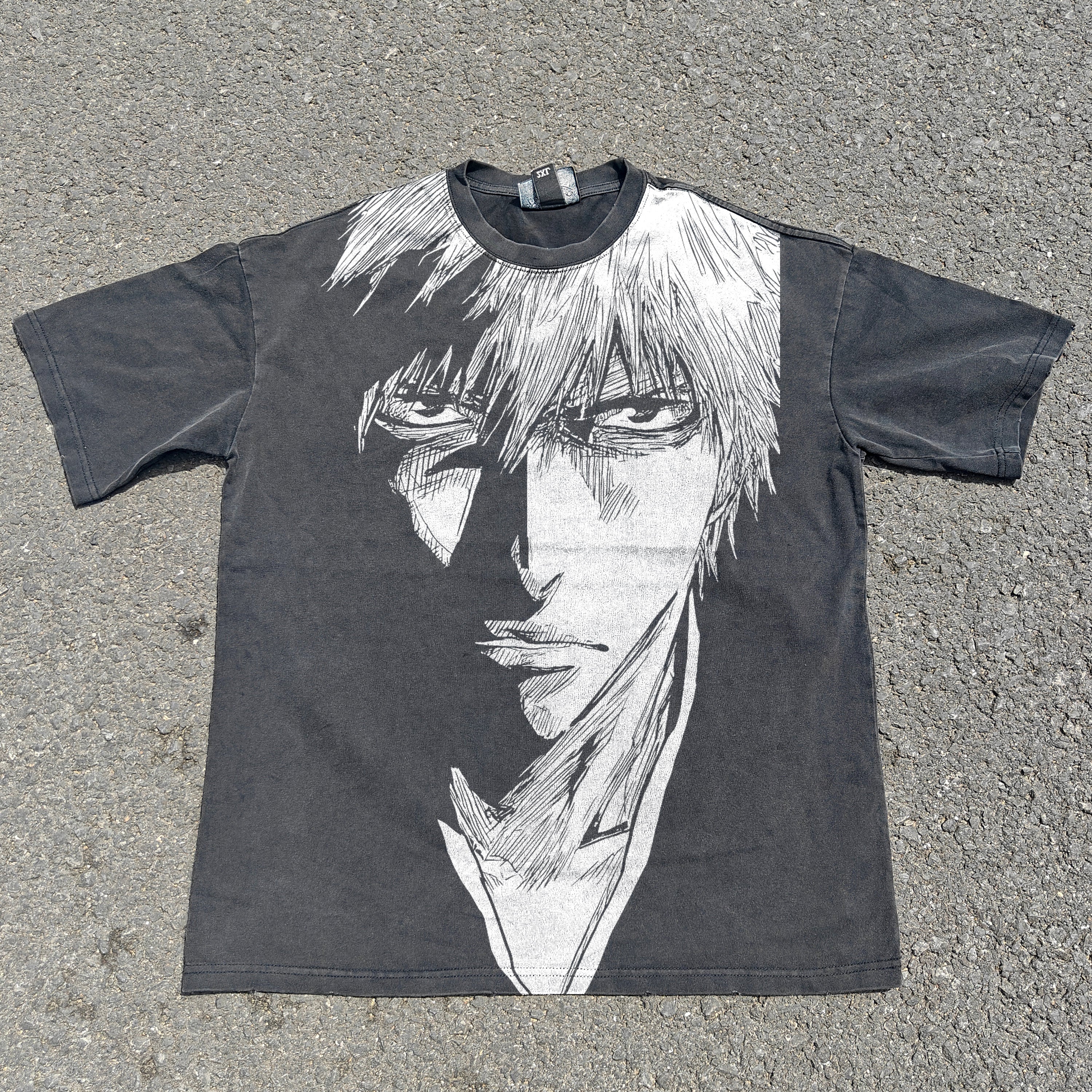 Ichigo Close Up Oversized 330gsm Heavyweight Cotton Black T-Shirt