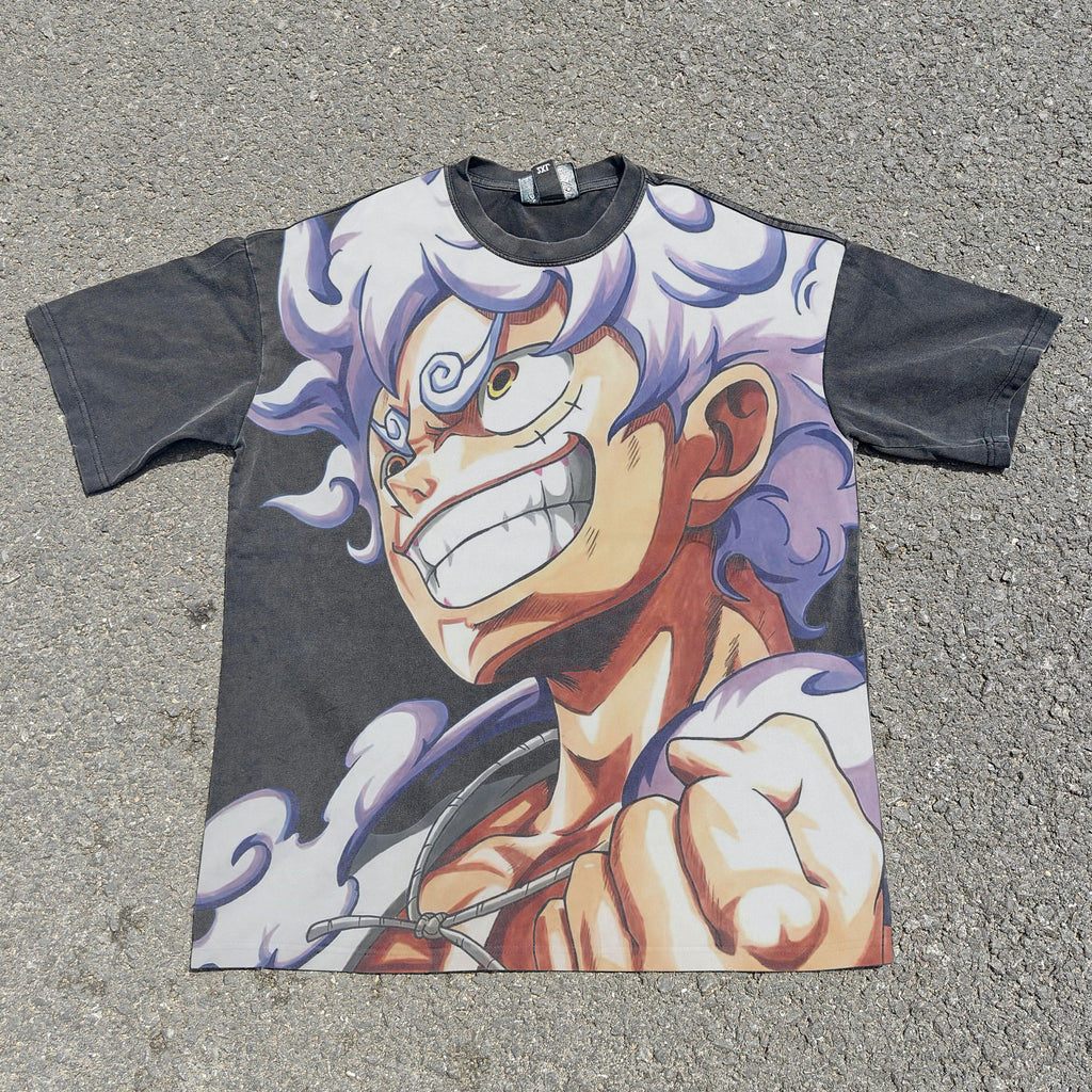 Luffy "Gear 5" Double Sided Oversized 330gsm Heavyweight Cotton Black T-Shirt