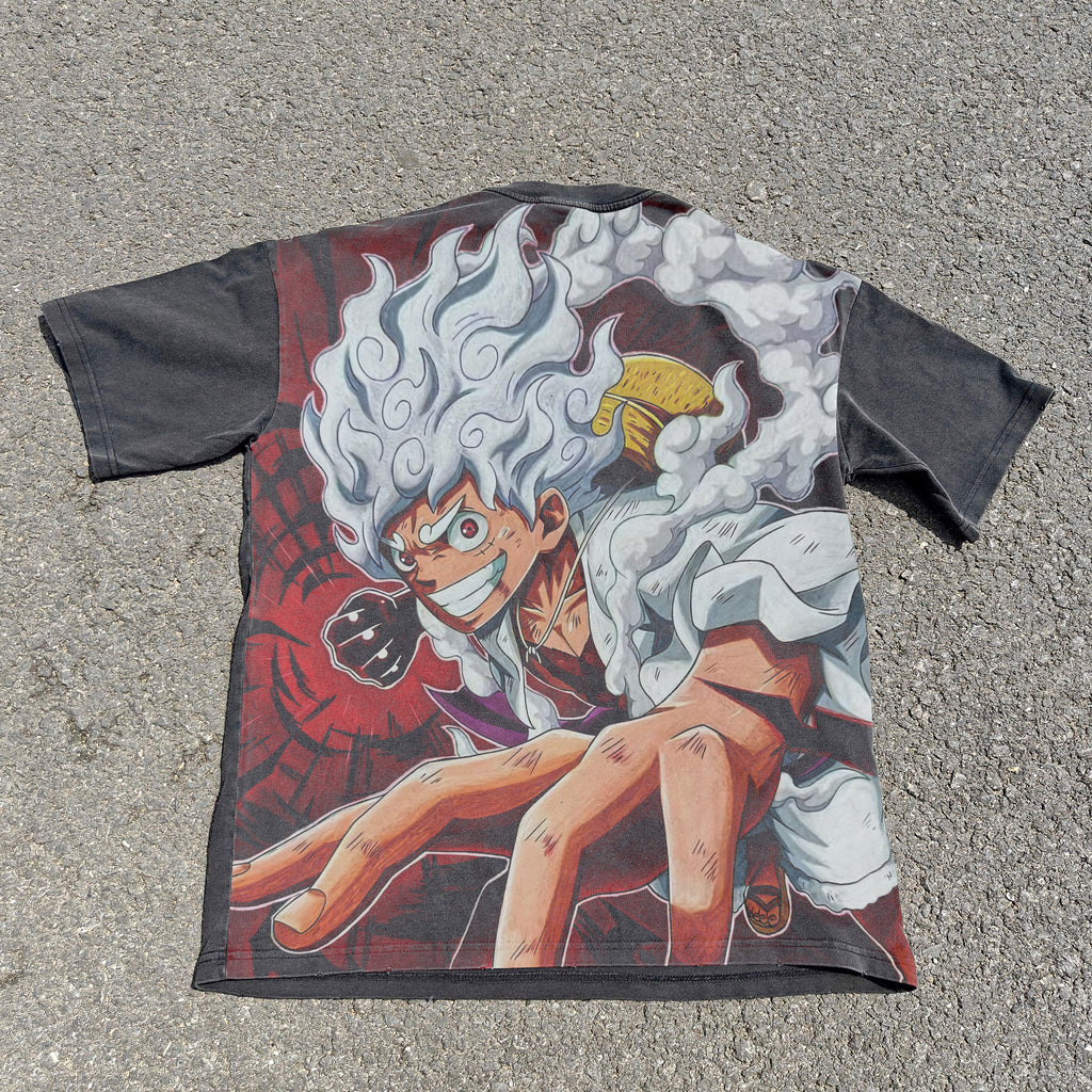 Luffy "Gear 5" Double Sided Oversized 330gsm Heavyweight Cotton Black T-Shirt