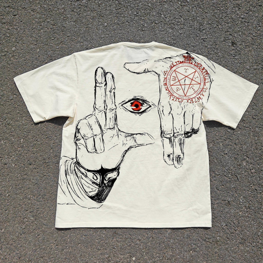 Vampire Alucard Doublesided Oversized 330gsm Heavyweight Cotton Baige T-Shirt