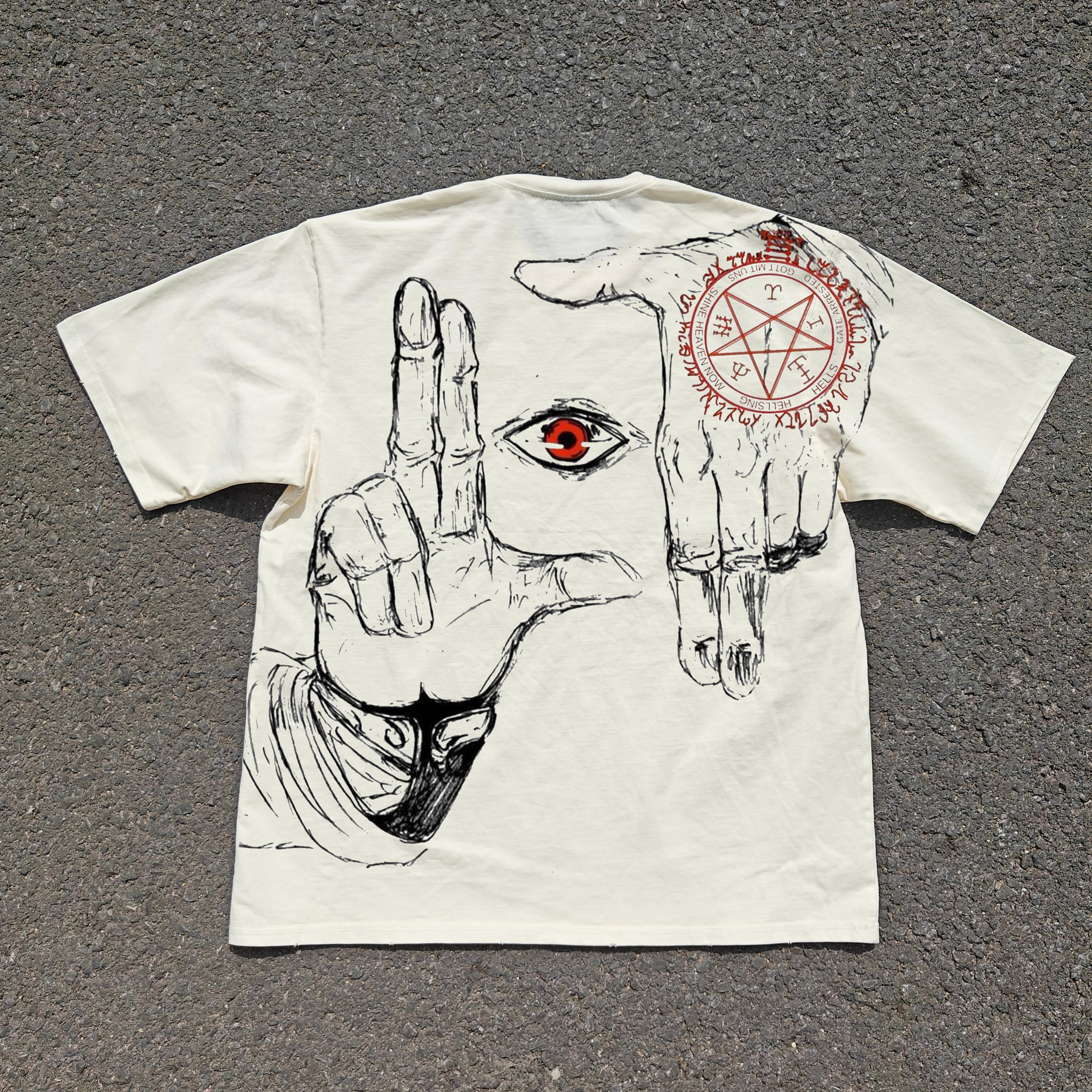 Vampire Alucard Doublesided Oversized 330gsm Heavyweight Cotton Baige T-Shirt