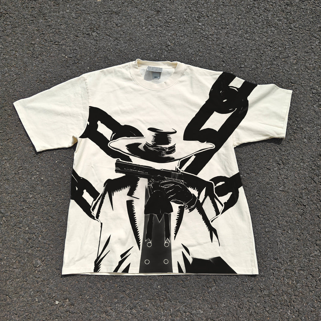 Vampire Alucard Doublesided Oversized 330gsm Heavyweight Cotton Baige T-Shirt