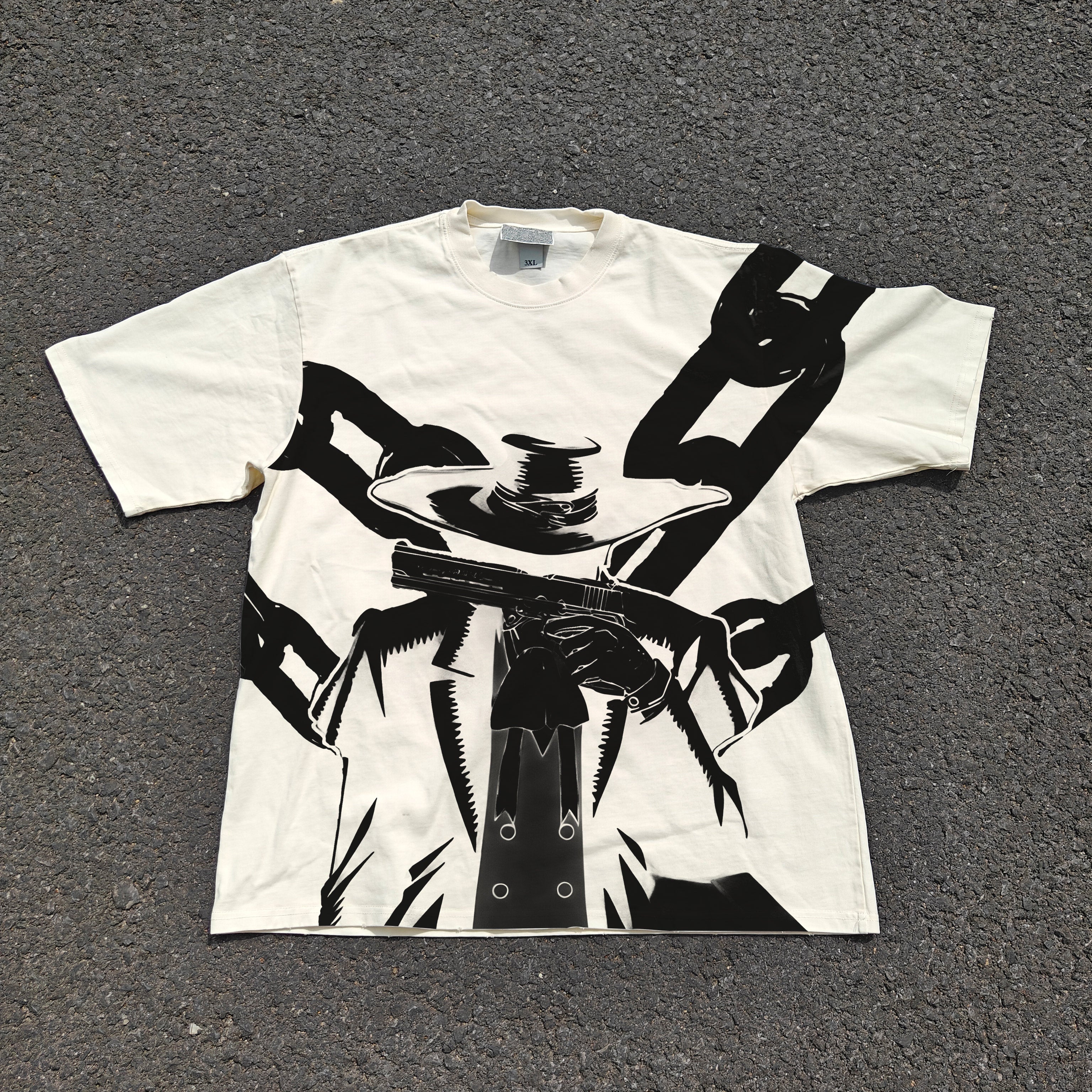 Vampire Alucard Doublesided Oversized 330gsm Heavyweight Cotton Baige T-Shirt