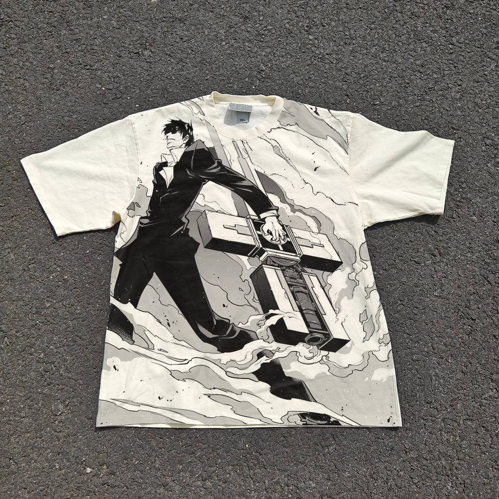 Wolfwood Oversized 330gsm Heavyweight Cotton Baige T-Shirt