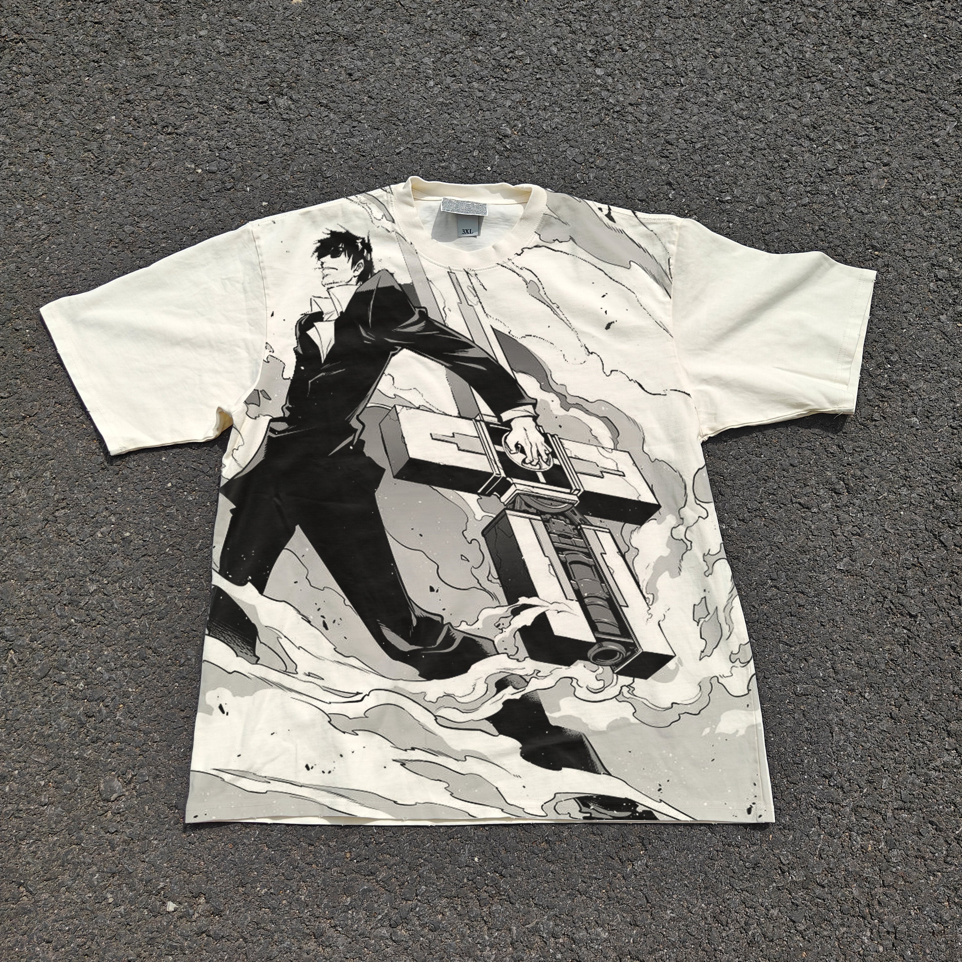 Wolfwood Oversized 330gsm Heavyweight Cotton Baige T-Shirt