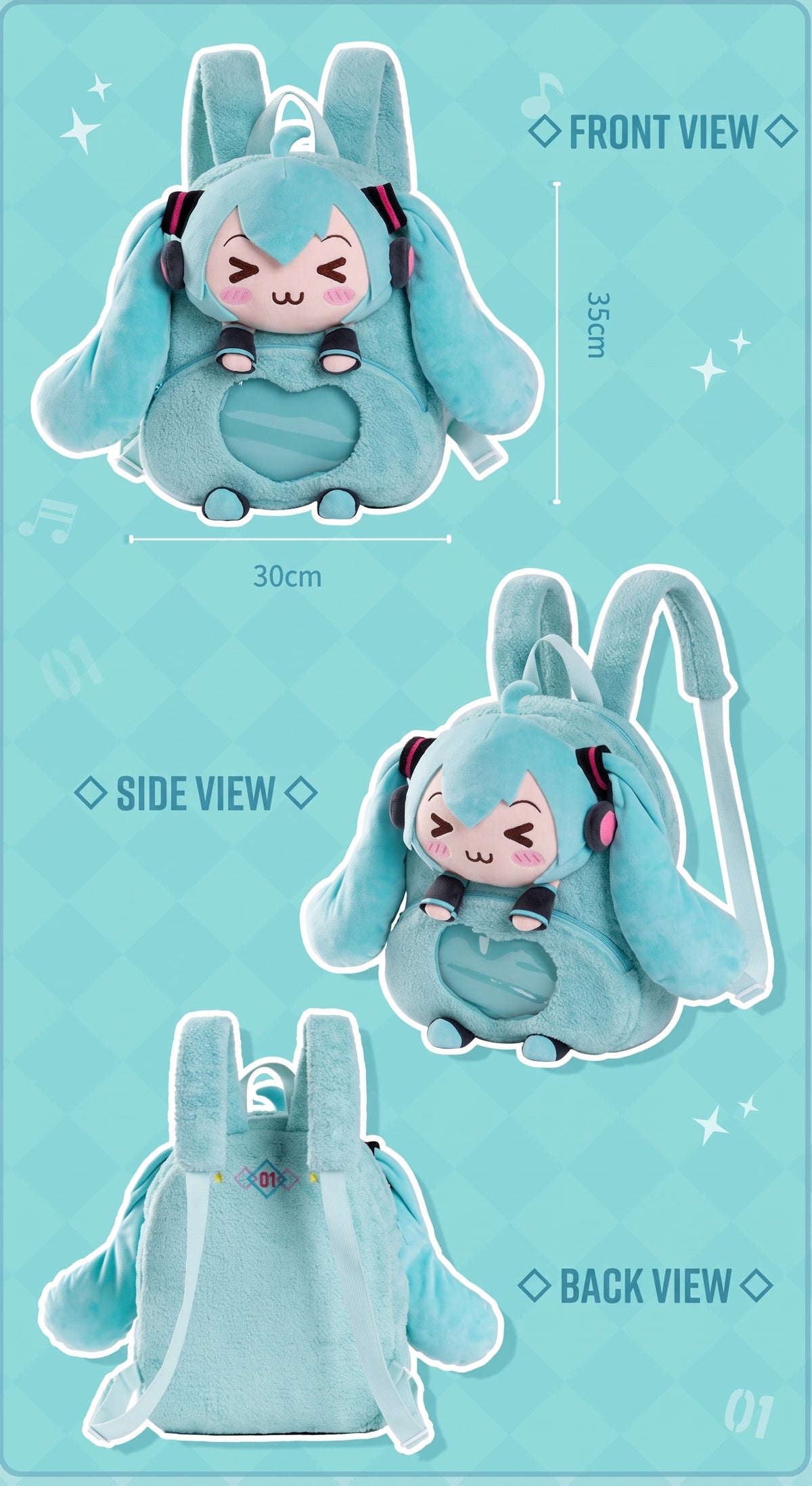 Hatsune Miku Winky Eyes Series Plush Ita Backpack