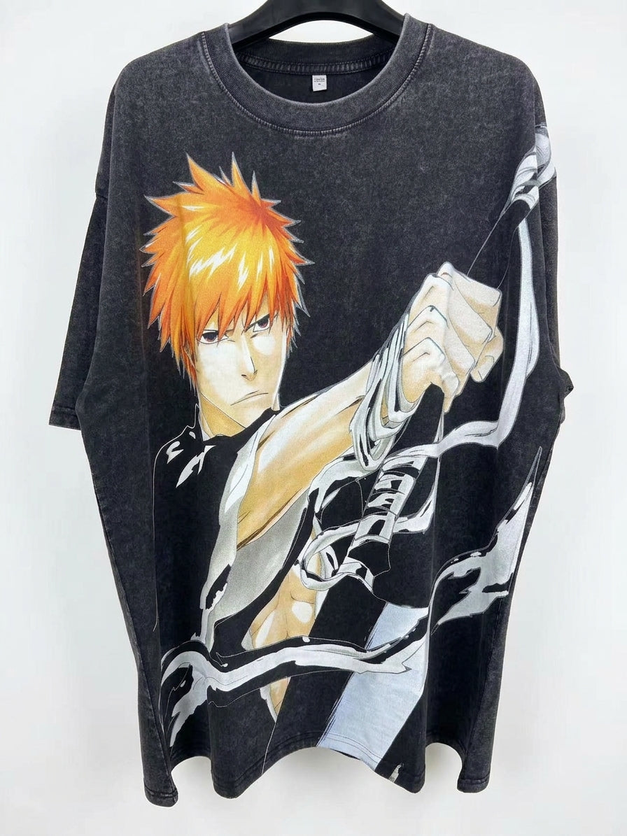 Ichigo Washed Big Print Graphic T-Shirt