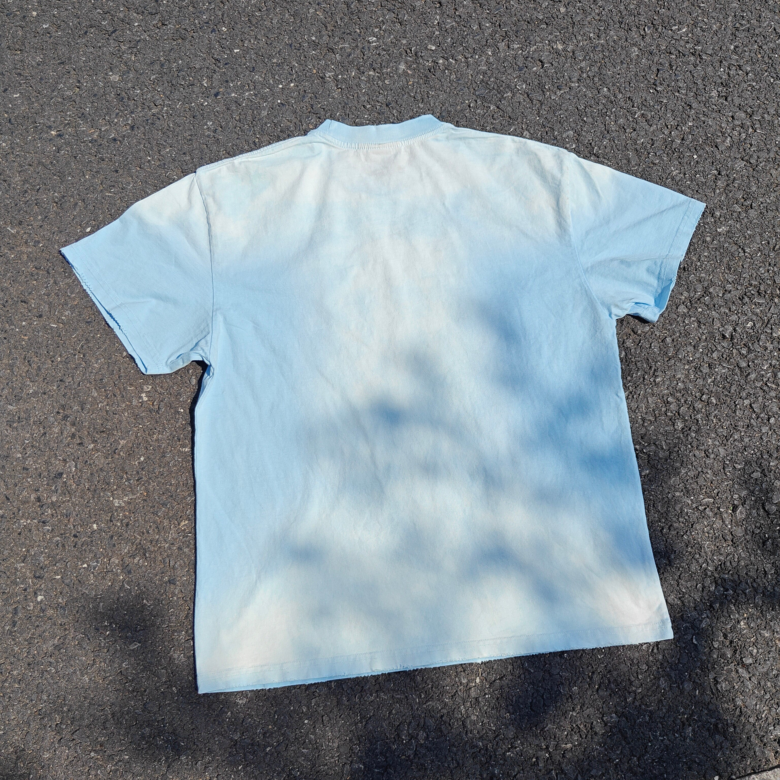 Boxy Oversized Streetwear Style Heavyweight 330GSM Cotton Blue T-Shirt (Washed & Distressed)