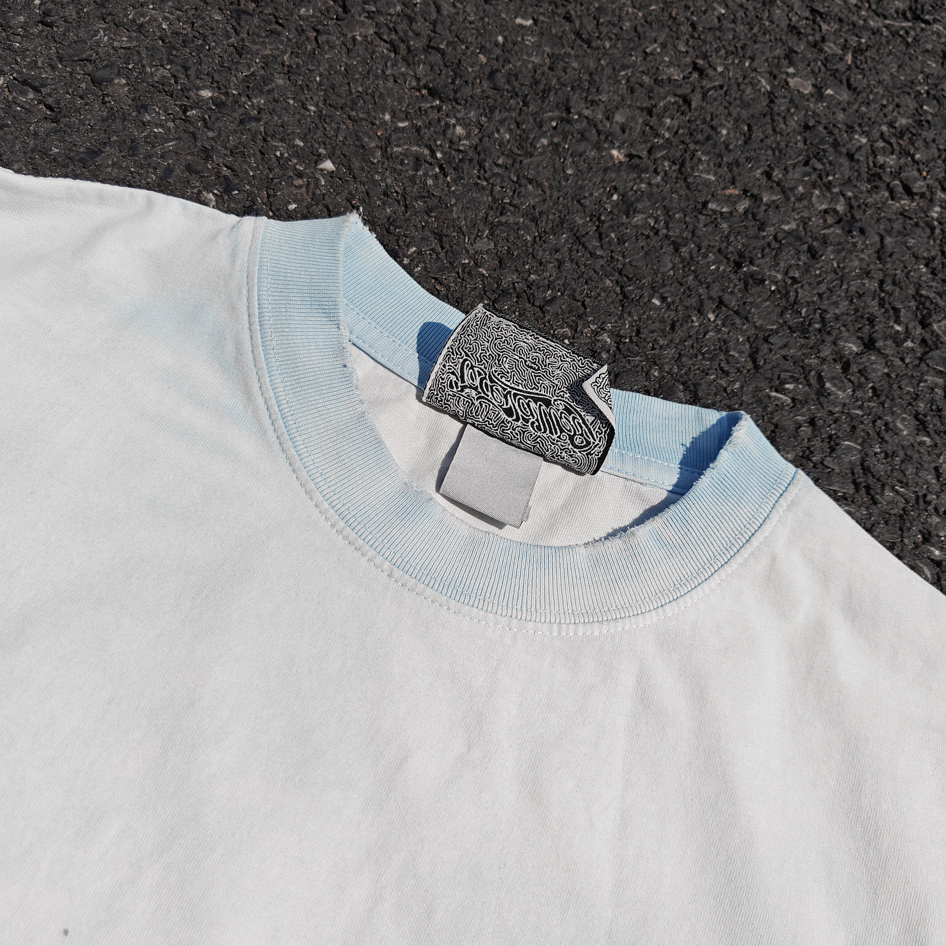 Boxy Oversized Streetwear Style Heavyweight 330GSM Cotton Blue T-Shirt (Washed & Distressed)