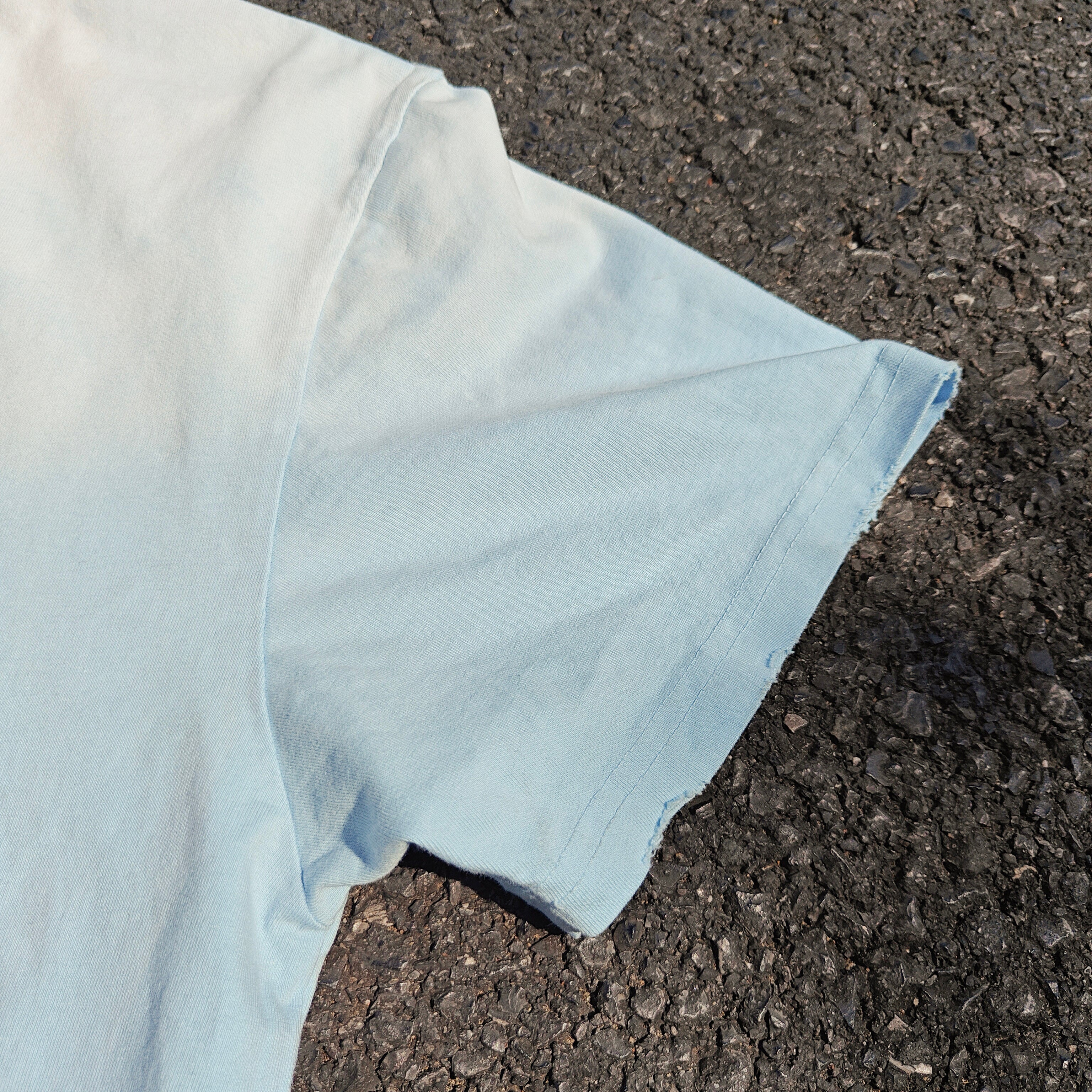 Boxy Oversized Streetwear Style Heavyweight 330GSM Cotton Blue T-Shirt (Washed & Distressed)