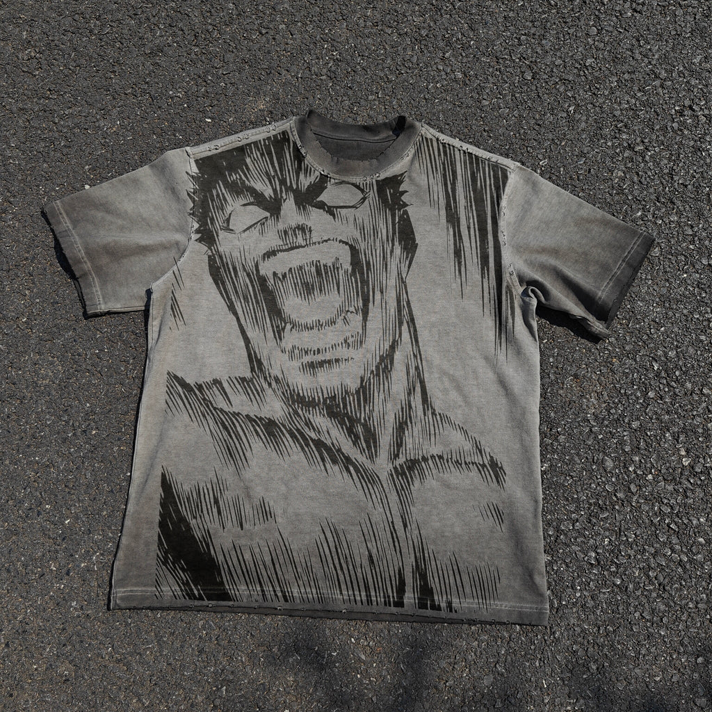 Screaming Guts Hand Distressed 260gsm Cotton T-Shirt