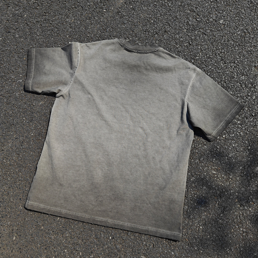 Sasuke Distressed & Washed 260gsm Gray Cotton T-Shirt
