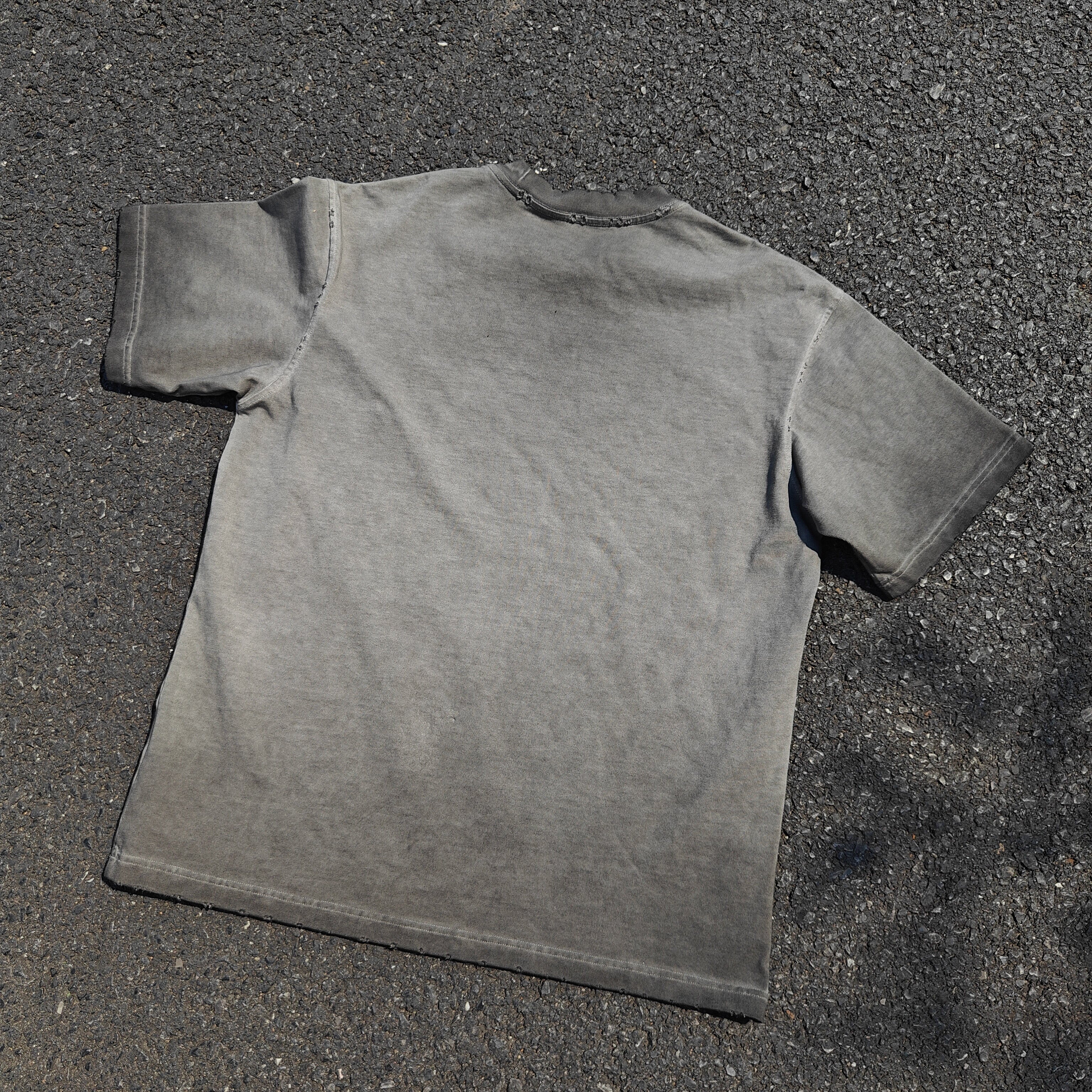 Akaza Distressed & Washed 260gsm Gray Cotton T-Shirt