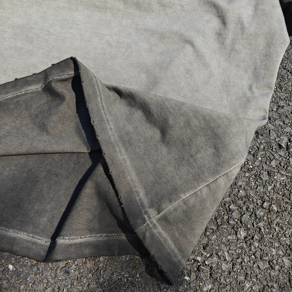 Sasuke Distressed & Washed 260gsm Gray Cotton T-Shirt