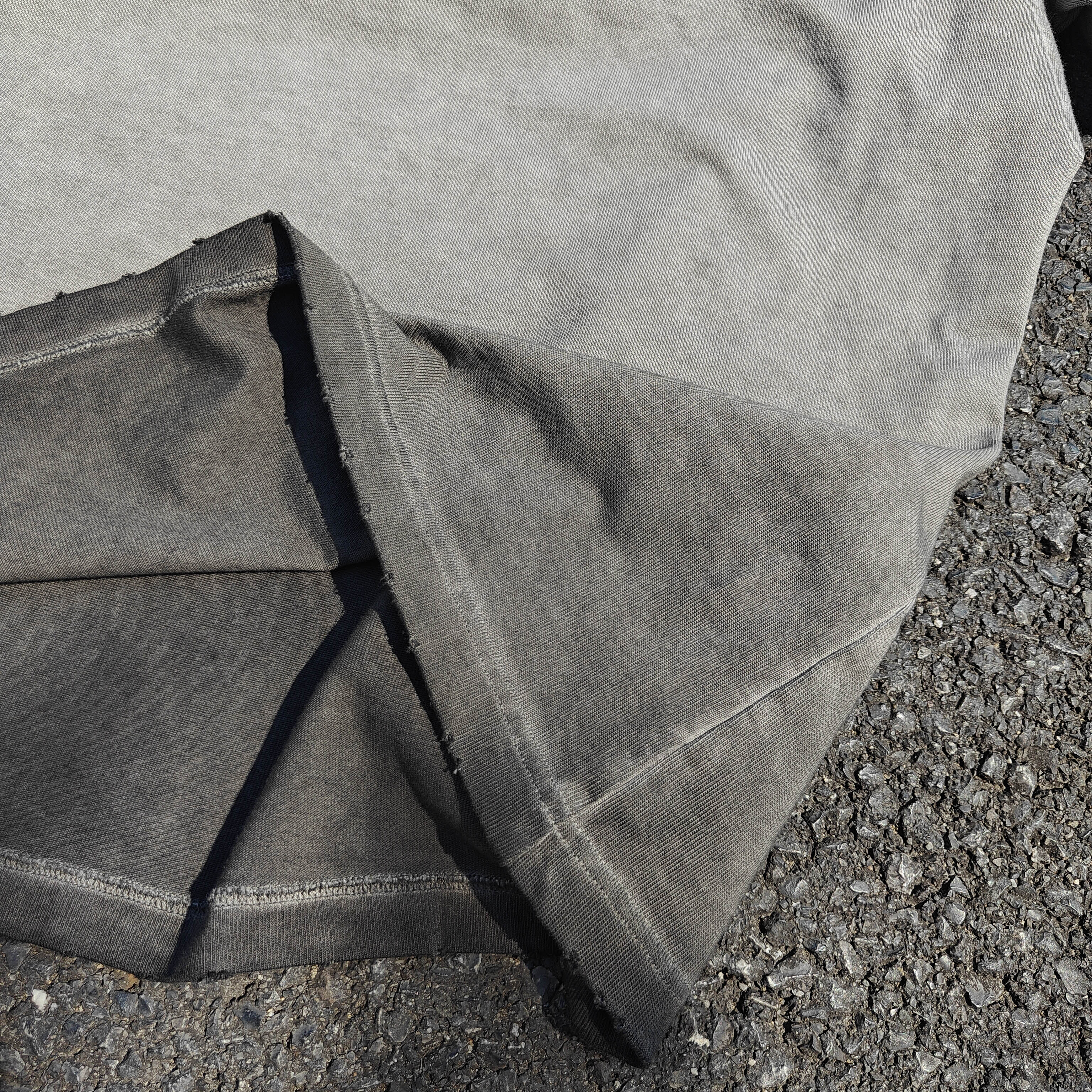 Sasuke Distressed & Washed 260gsm Gray Cotton T-Shirt