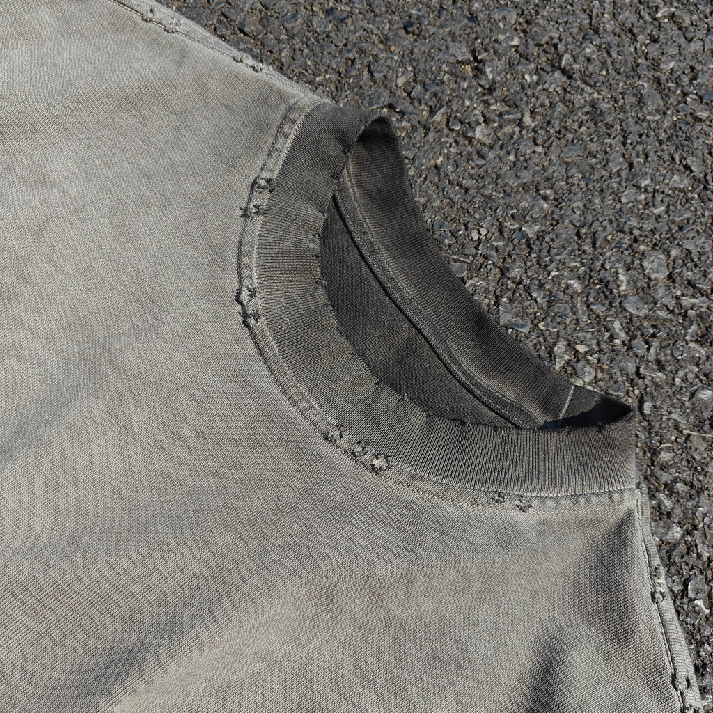Sasuke Distressed & Washed 260gsm Gray Cotton T-Shirt