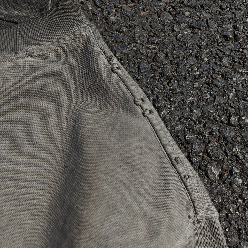 Sasuke Distressed & Washed 260gsm Gray Cotton T-Shirt