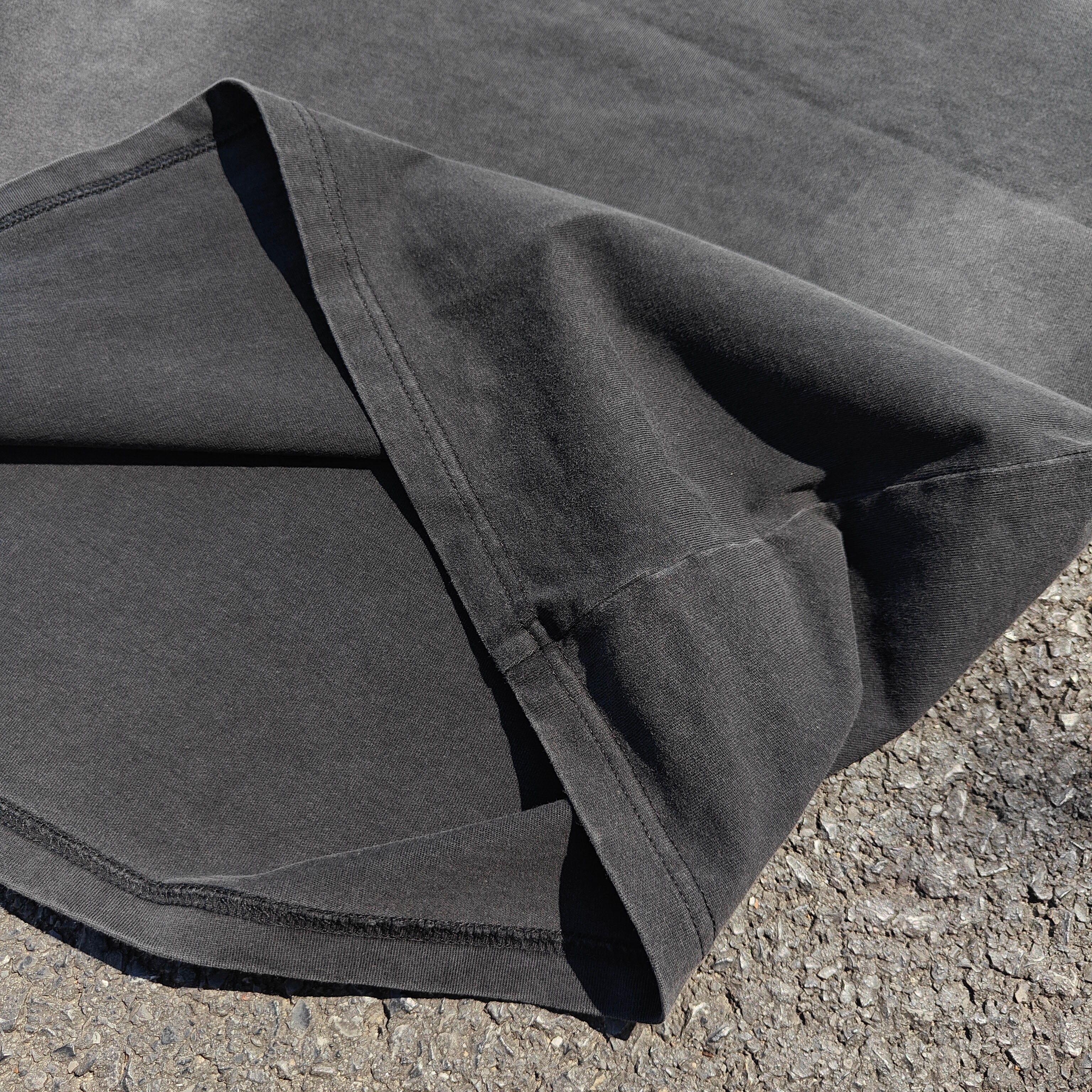 Boxy Oversized Streetwear Style Heavyweight 330GSM Cotton Black T-Shirt (Washed & Distressed)