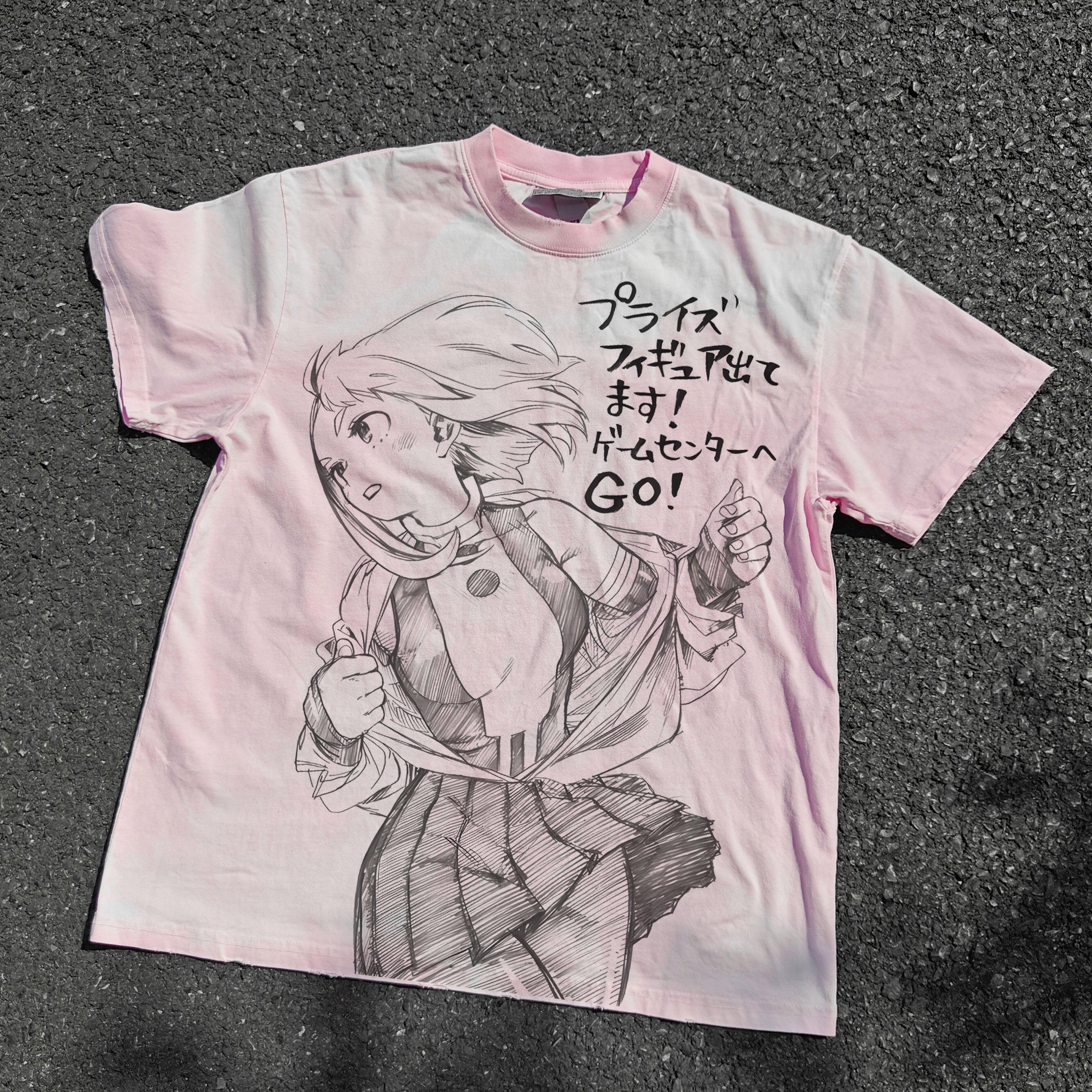 Uravity Distressed Heavyweight Cotton Pink 260gsm T-Shirt