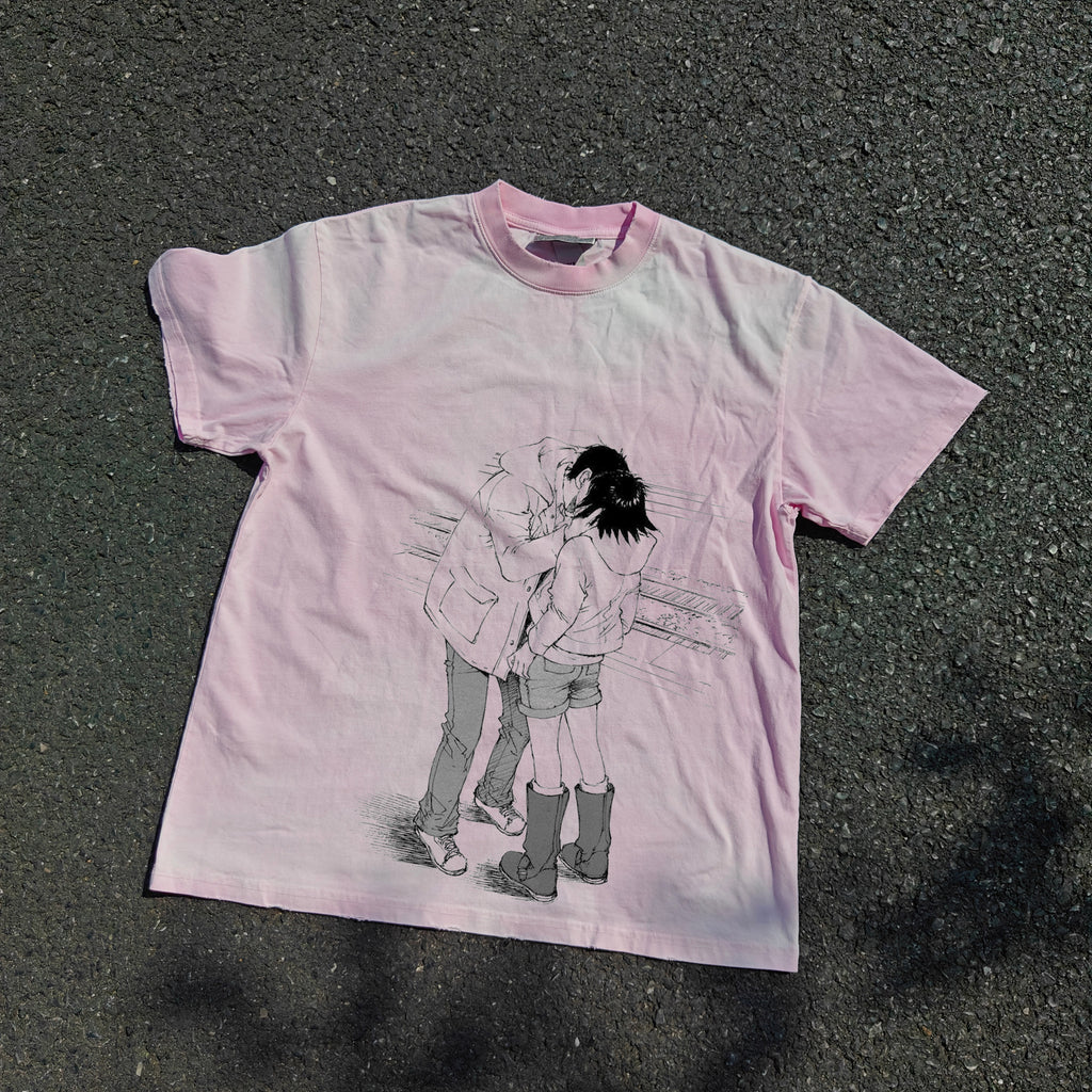 Sing Yesterday Distressed Heavyweight Cotton Pink 260gsm T-Shirt