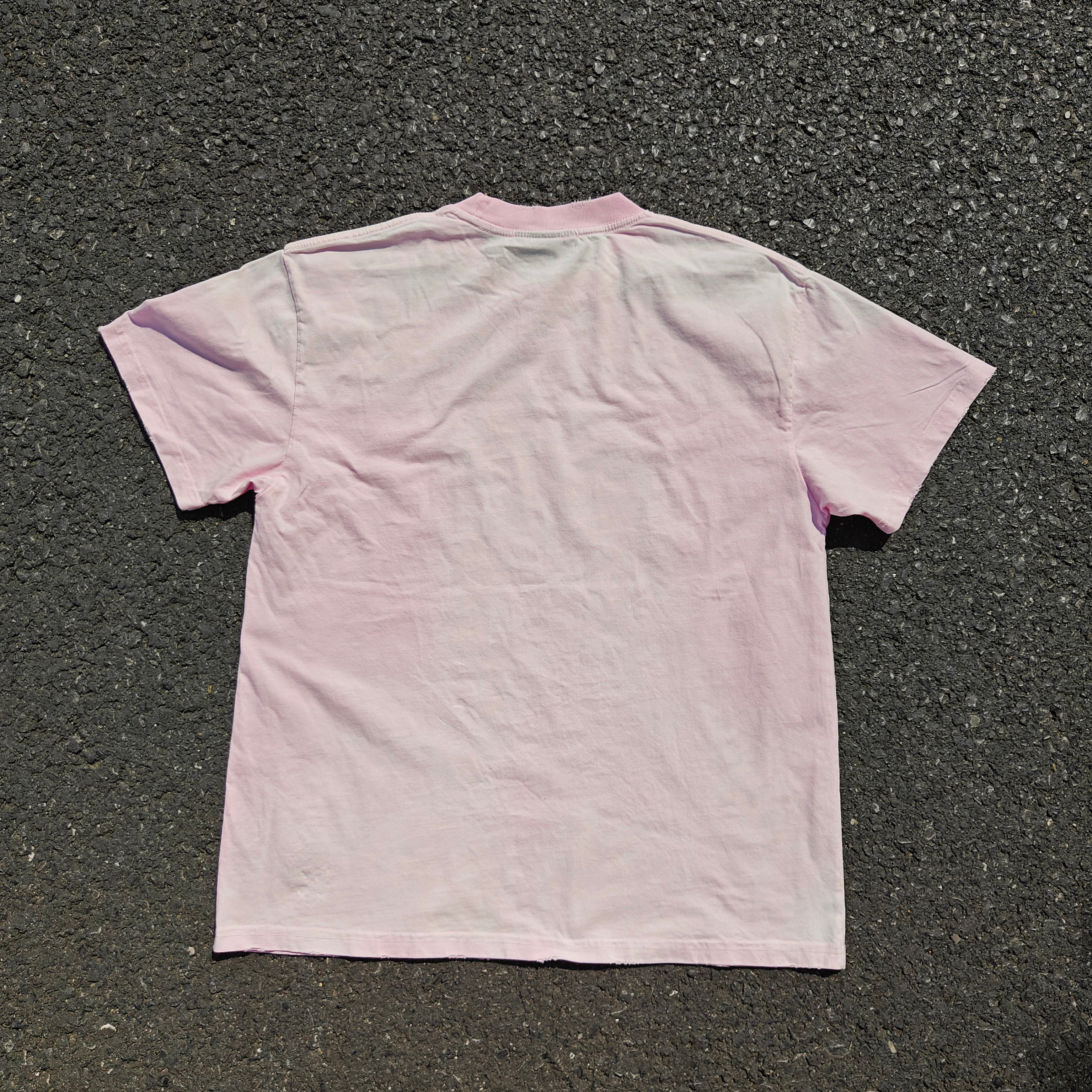 Boxy Oversized Streetwear Style Heavyweight 330GSM Cotton Pink T-Shirt (Washed & Distressed)
