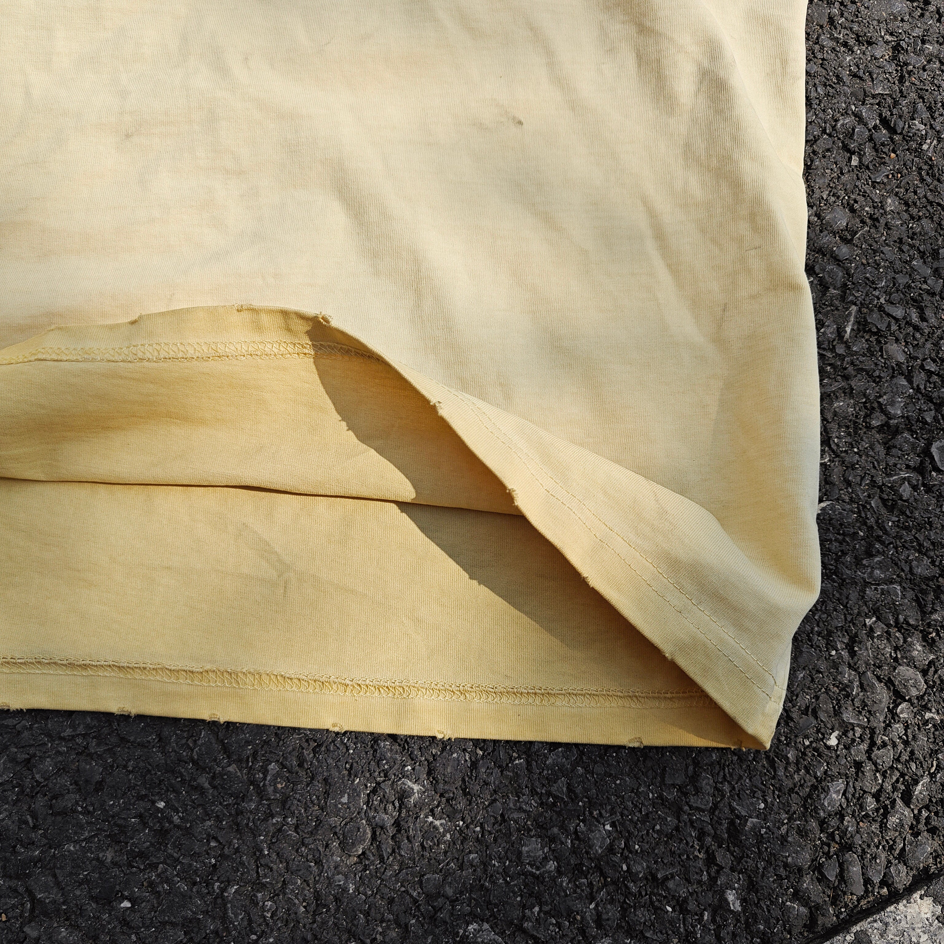 I Love Human Kind Distressed & Washed 260gsm Yellow Cotton T-Shirt