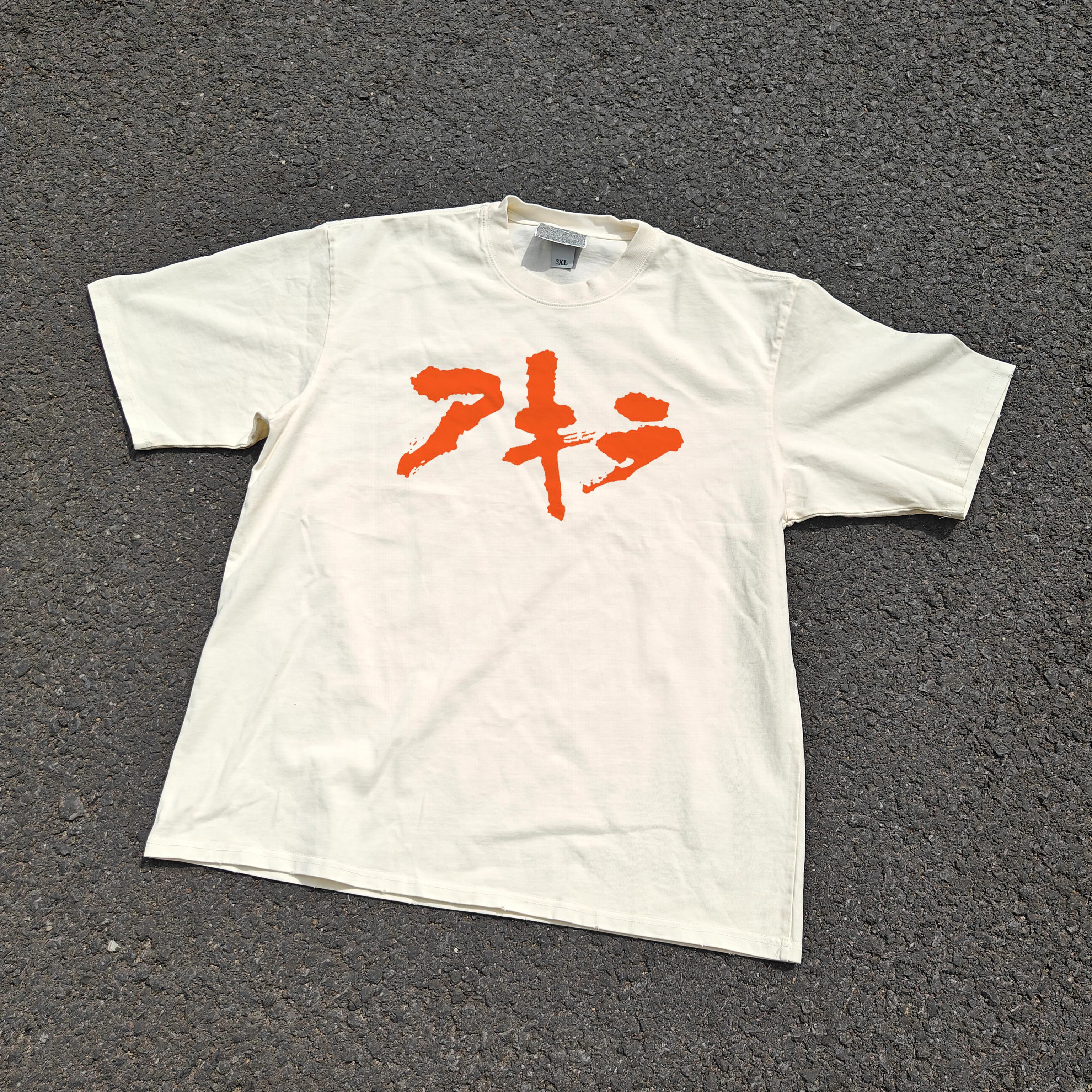 90s Classic Motorcycle Slide Oversized 330gsm Heavyweight Cotton Baige T-Shirt