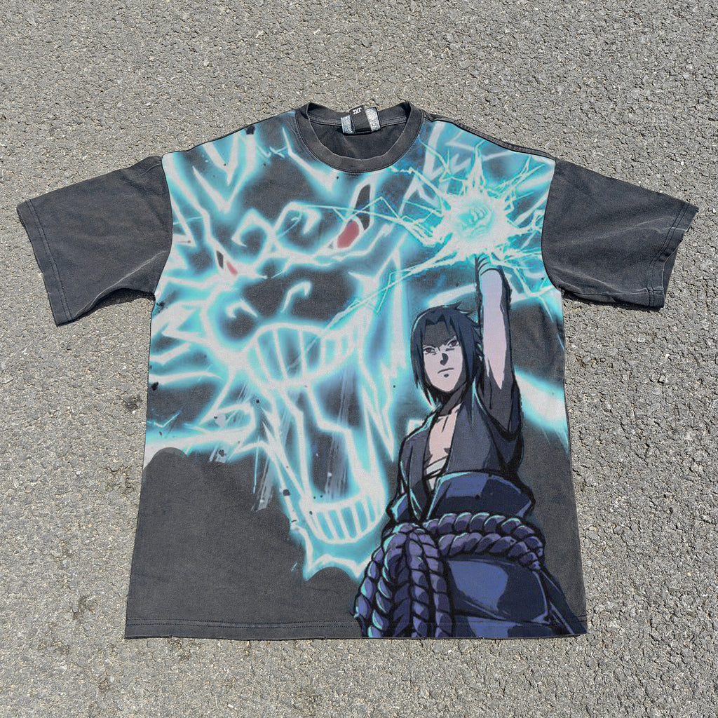 Lightning Kirin Oversized 330gsm Heavyweight Cotton Black T-Shirt