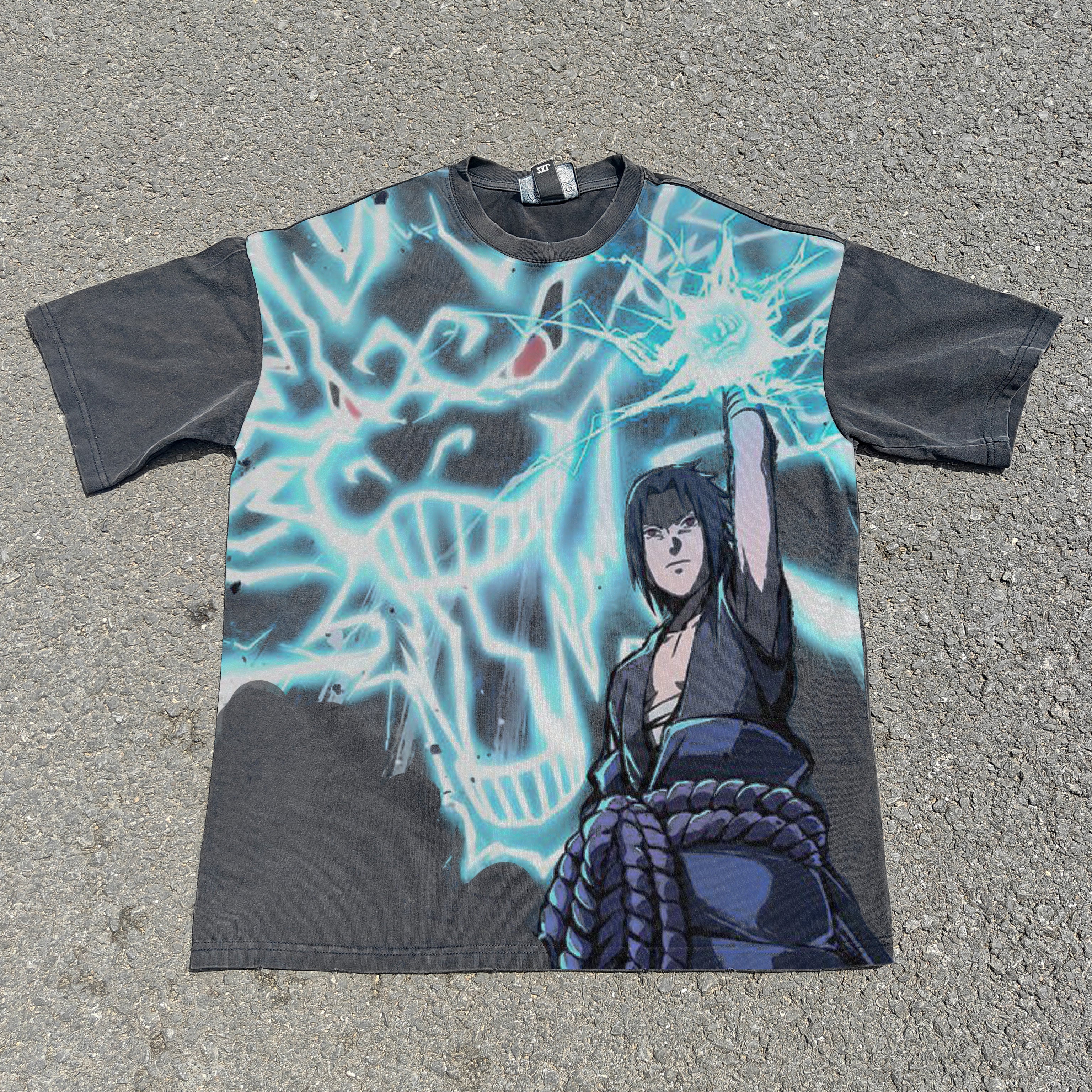 Lightning Kirin Oversized 330gsm Heavyweight Cotton Black T-Shirt