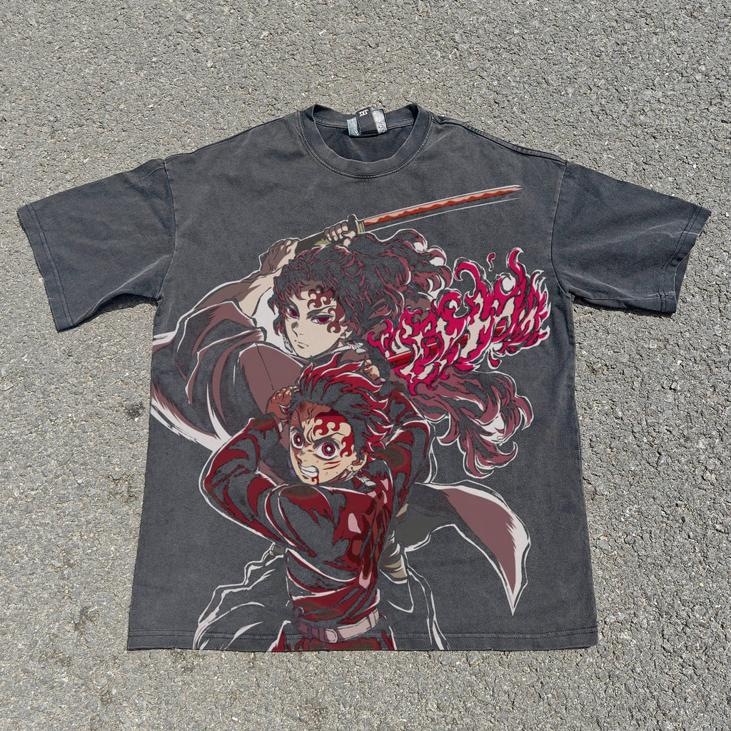 Sun Breathing Slayers Oversized 330gsm Heavyweight Cotton Black T-Shirt