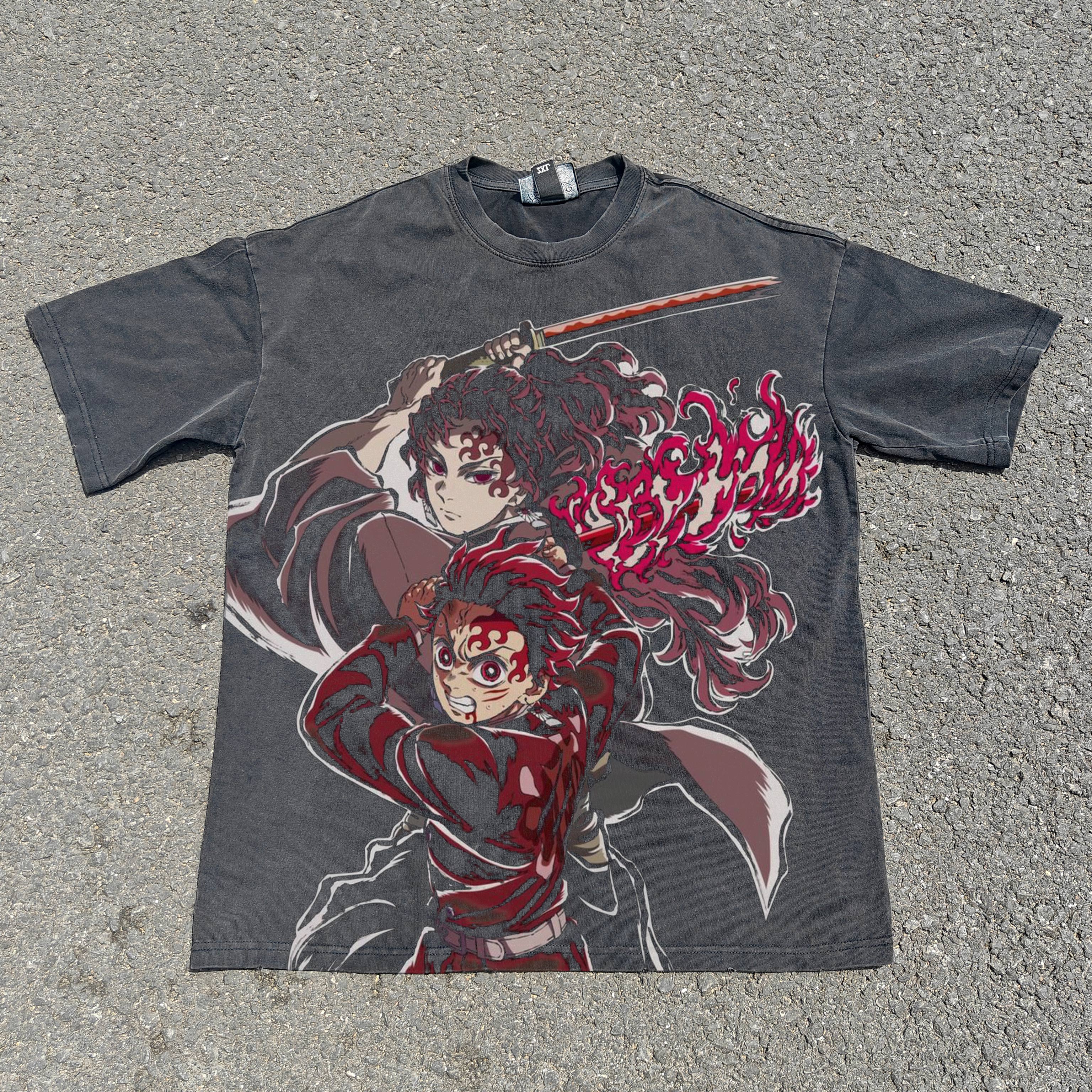 Sun Breathing Slayers Oversized 330gsm Heavyweight Cotton Black T-Shirt