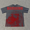 Guts Dark Red Oversized 330gsm Heavyweight Cotton Black T-Shirt