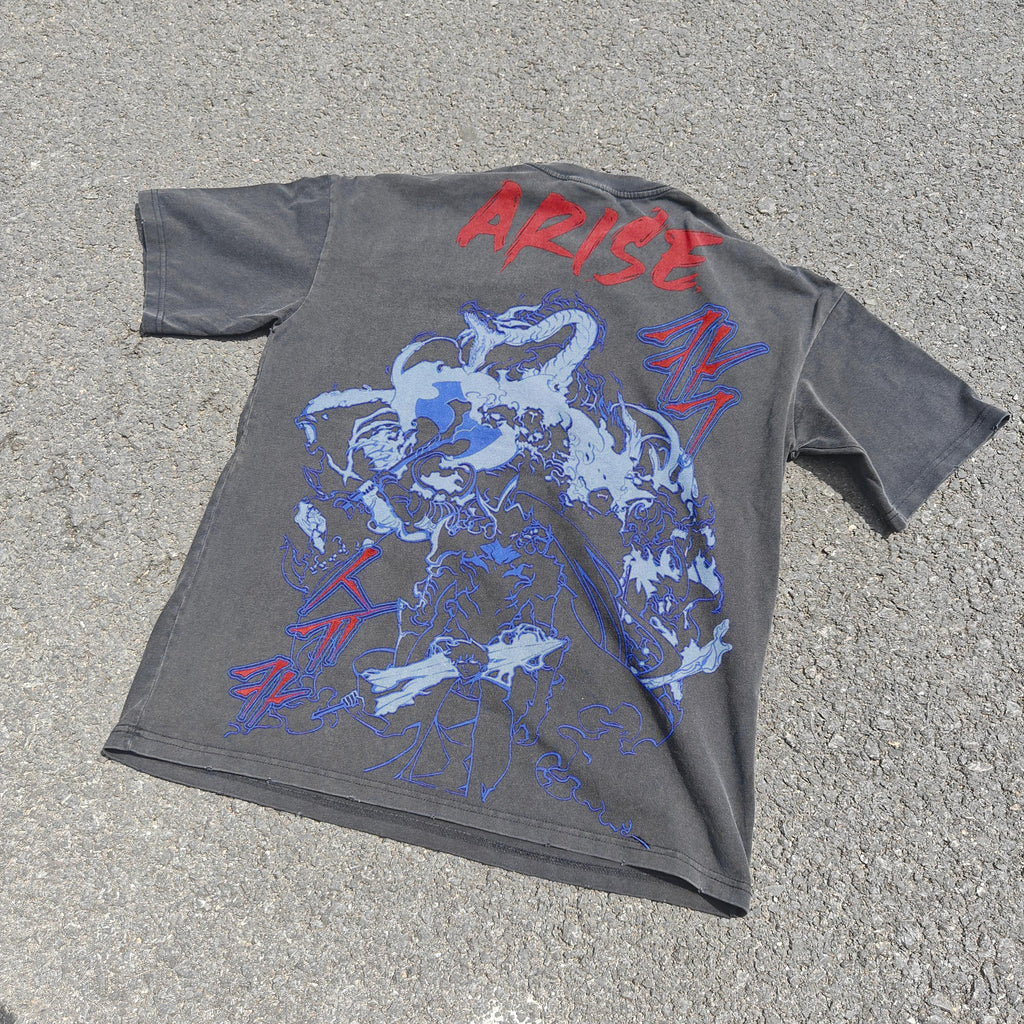 Leveling Anime Oversized 330gsm Heavyweight Cotton Black T-Shirt