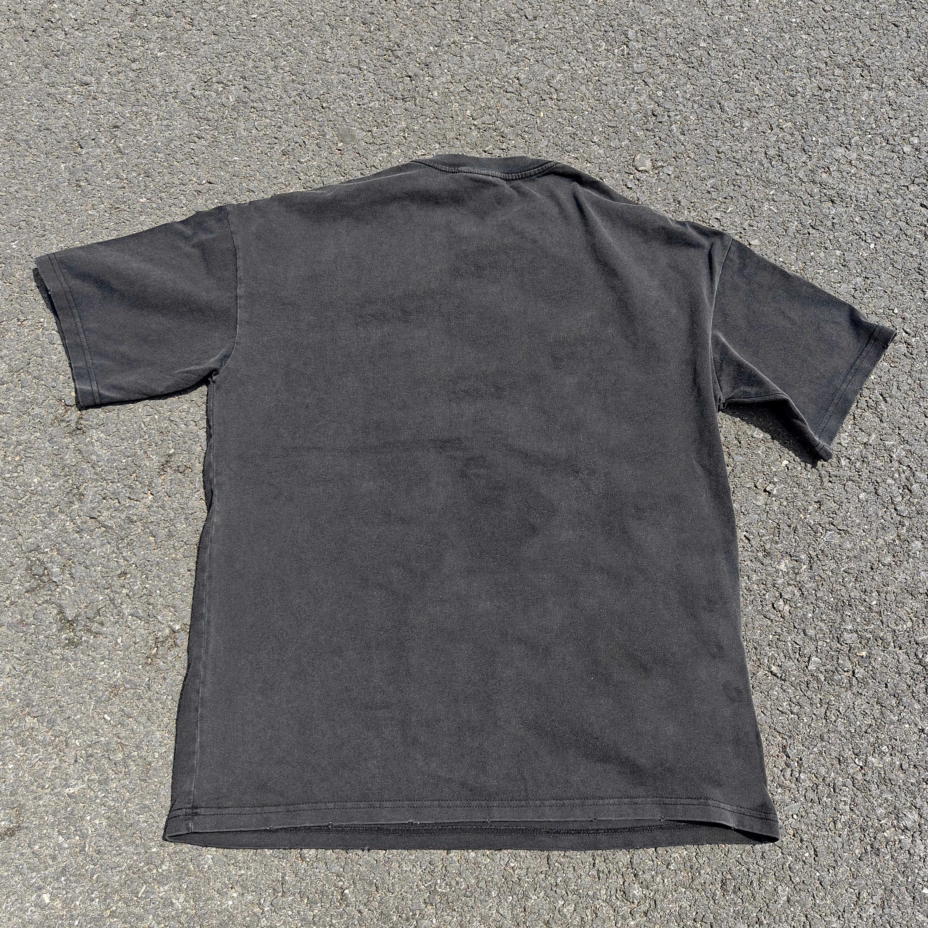 Boxy Oversized Streetwear Style Heavyweight 330GSM Cotton Black T-Shirt (Washed & Distressed)