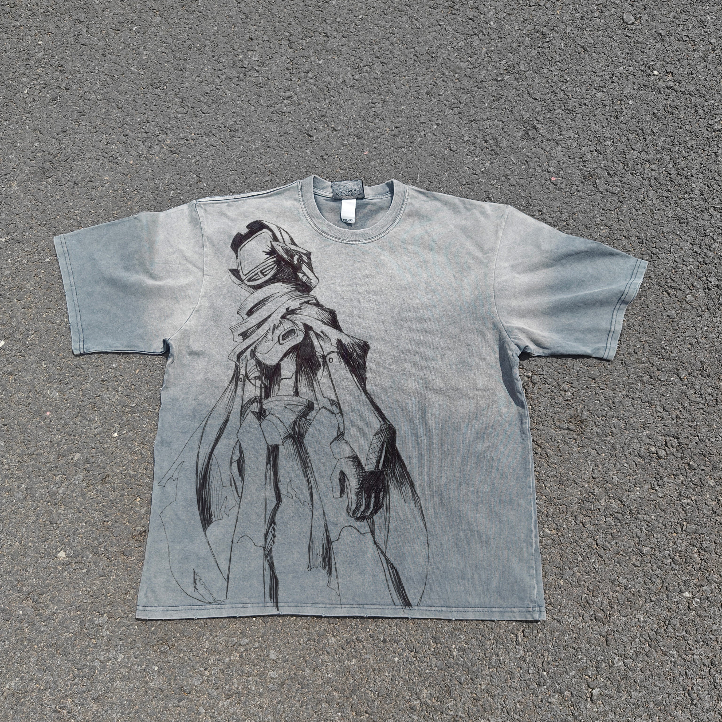 Canti The Robot Distressed Heavyweight Cotton Light Washed 300gsm T-Shirt
