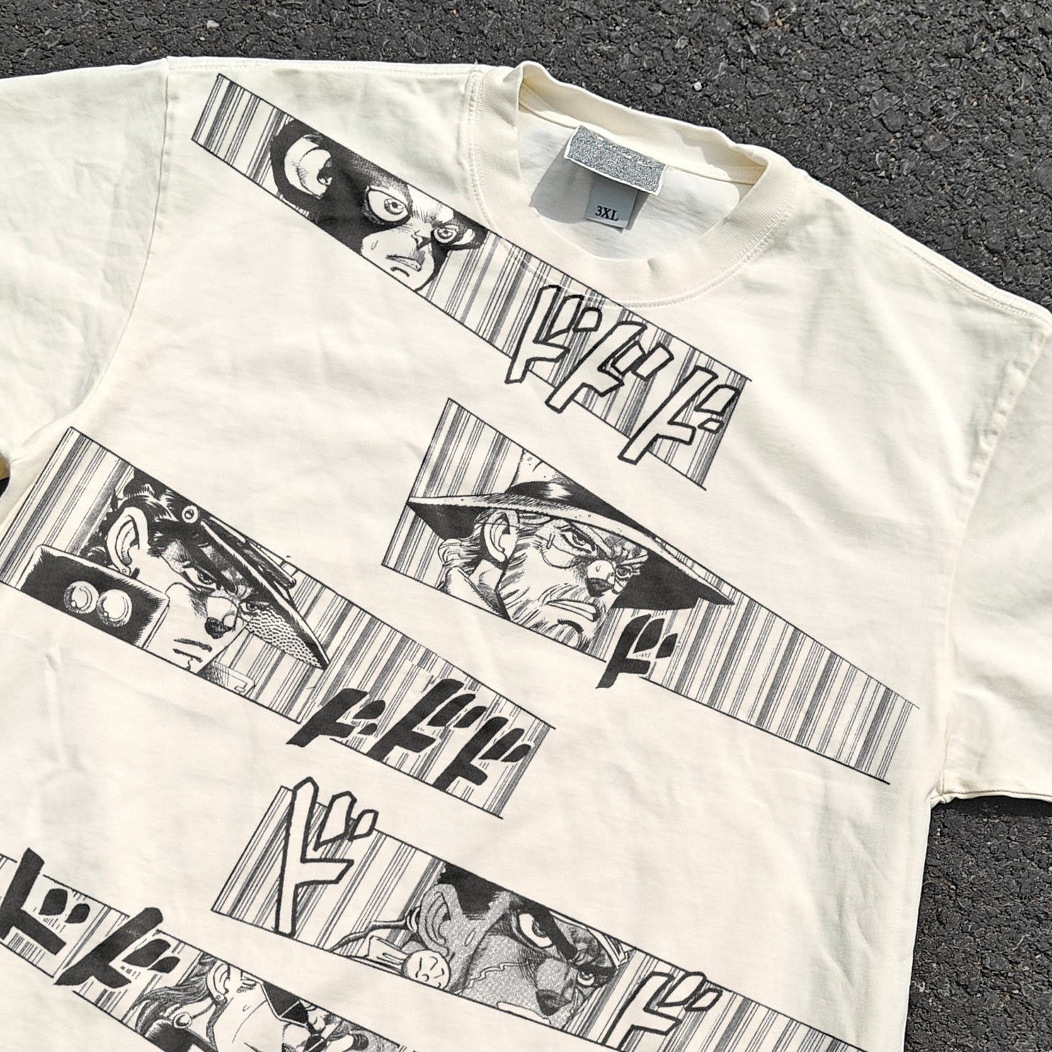 Jotaro Manga Panel Oversized 330gsm Heavyweight Cotton Baige T-Shirt