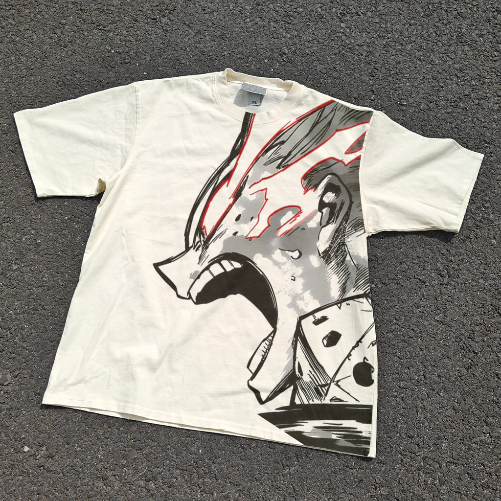 My Hero Oversized 330gsm Heavyweight Cotton Baige T-Shirt