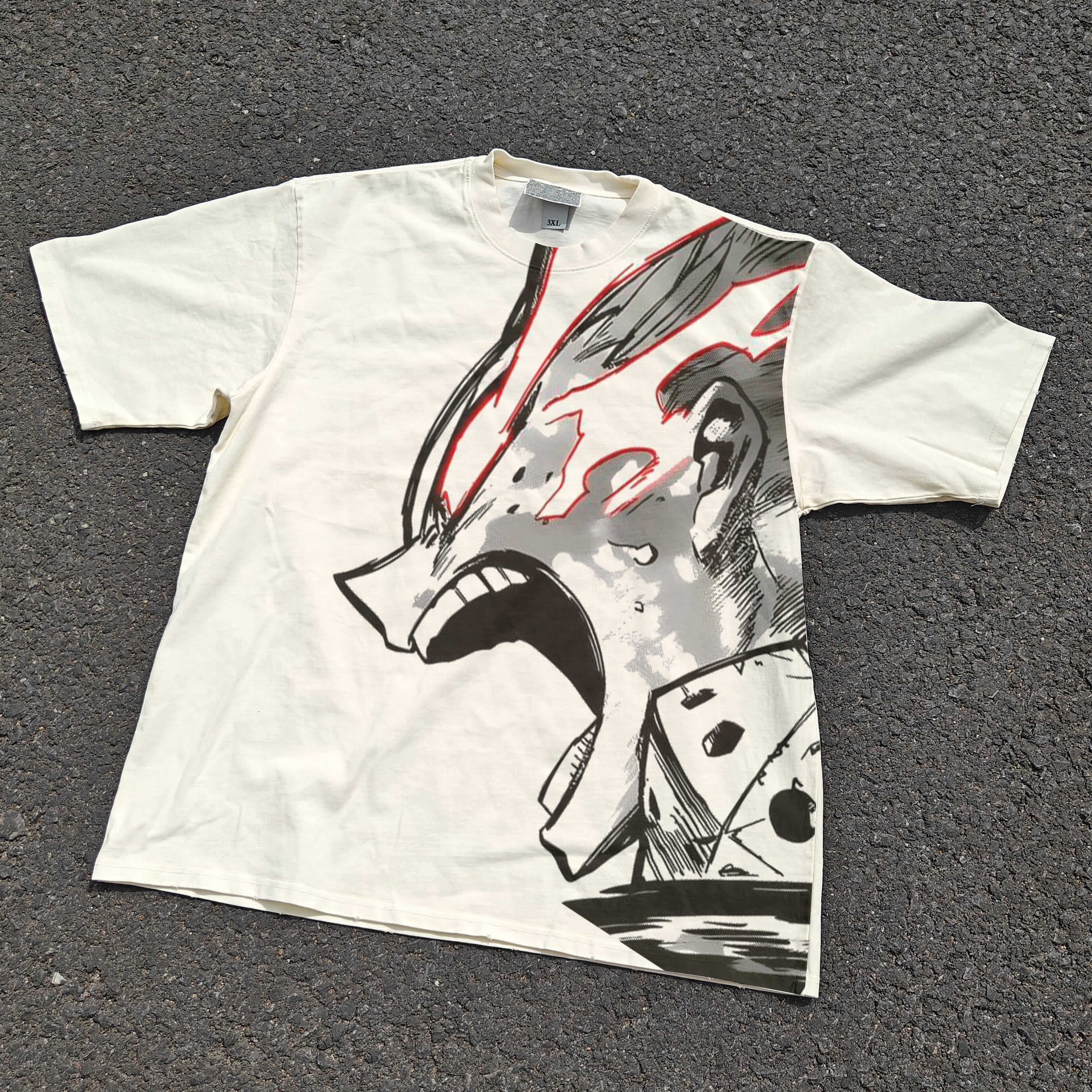My Hero Oversized 330gsm Heavyweight Cotton Baige T-Shirt