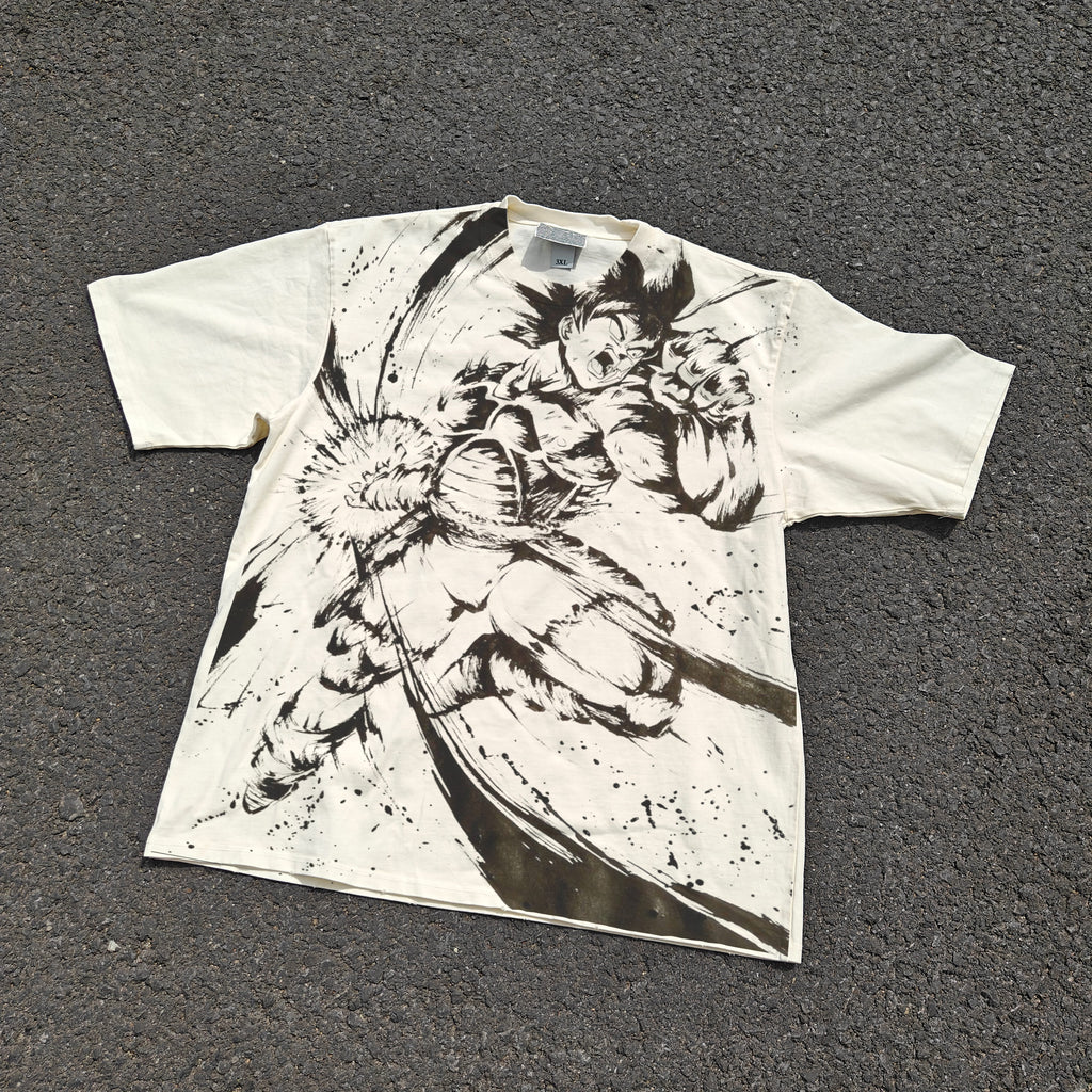 Dragon Saiyan Oversized 330gsm Heavyweight Cotton Baige T-Shirt