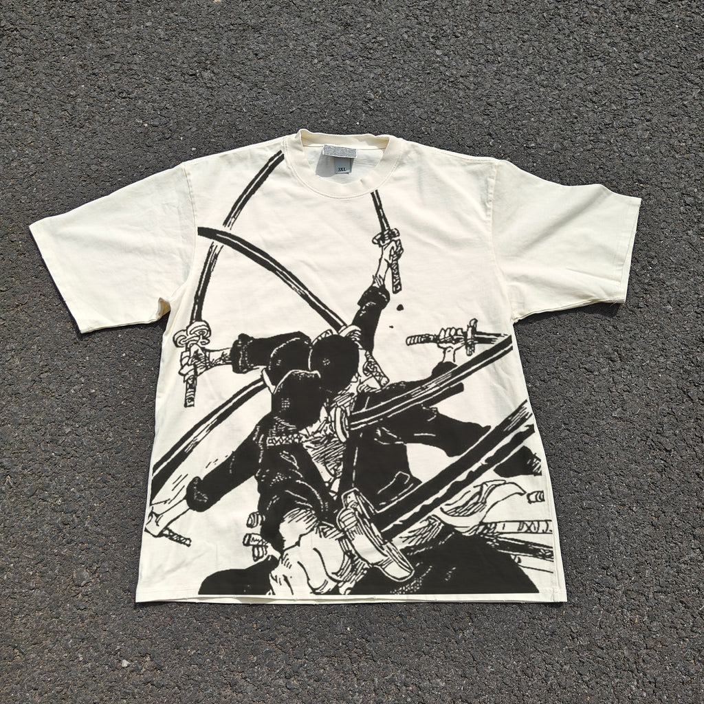 Nine Sword Style Oversized 330gsm Heavyweight Cotton Baige T-Shirt