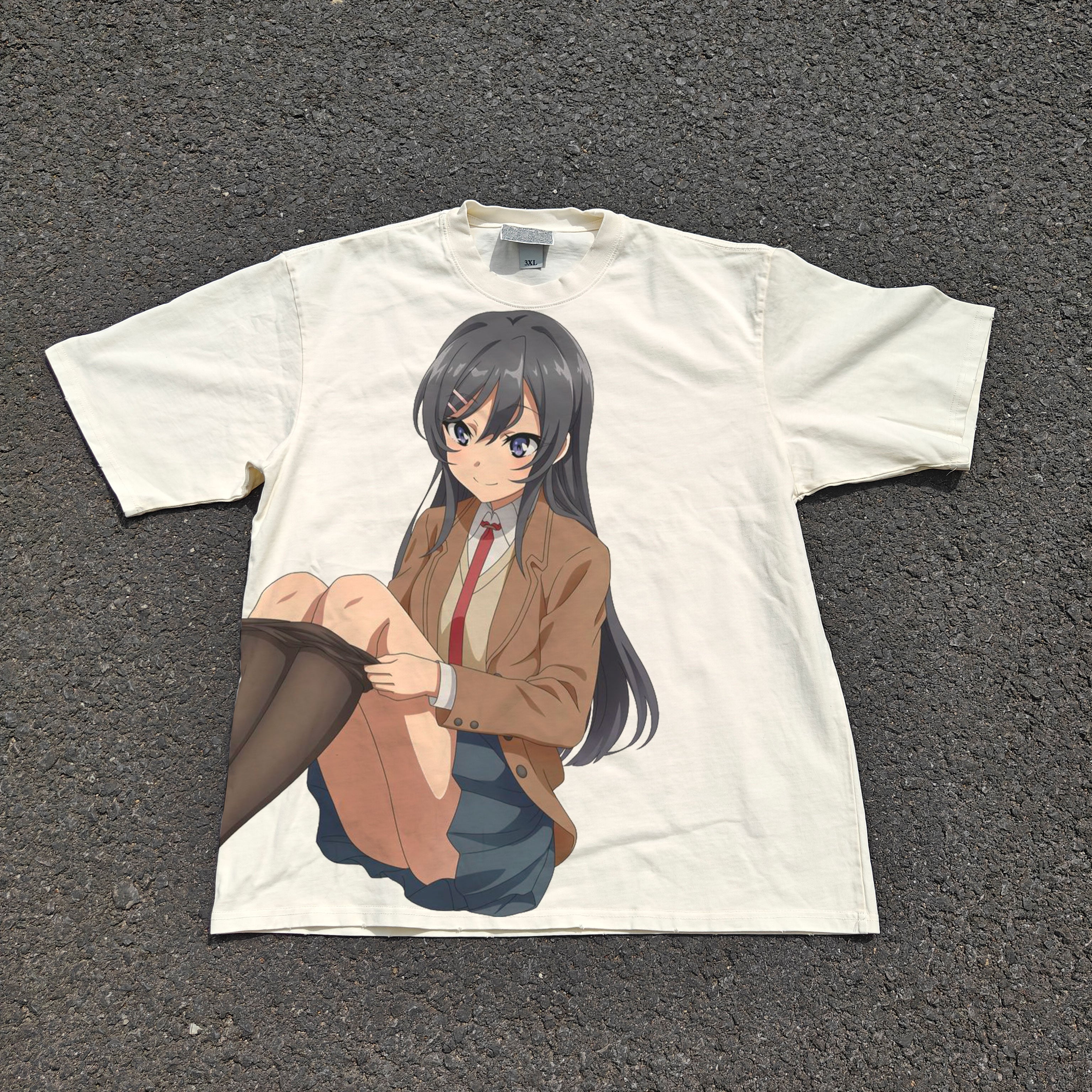 Bunny Girl Senpai Oversized 330gsm Heavyweight Cotton Baige T-Shirt